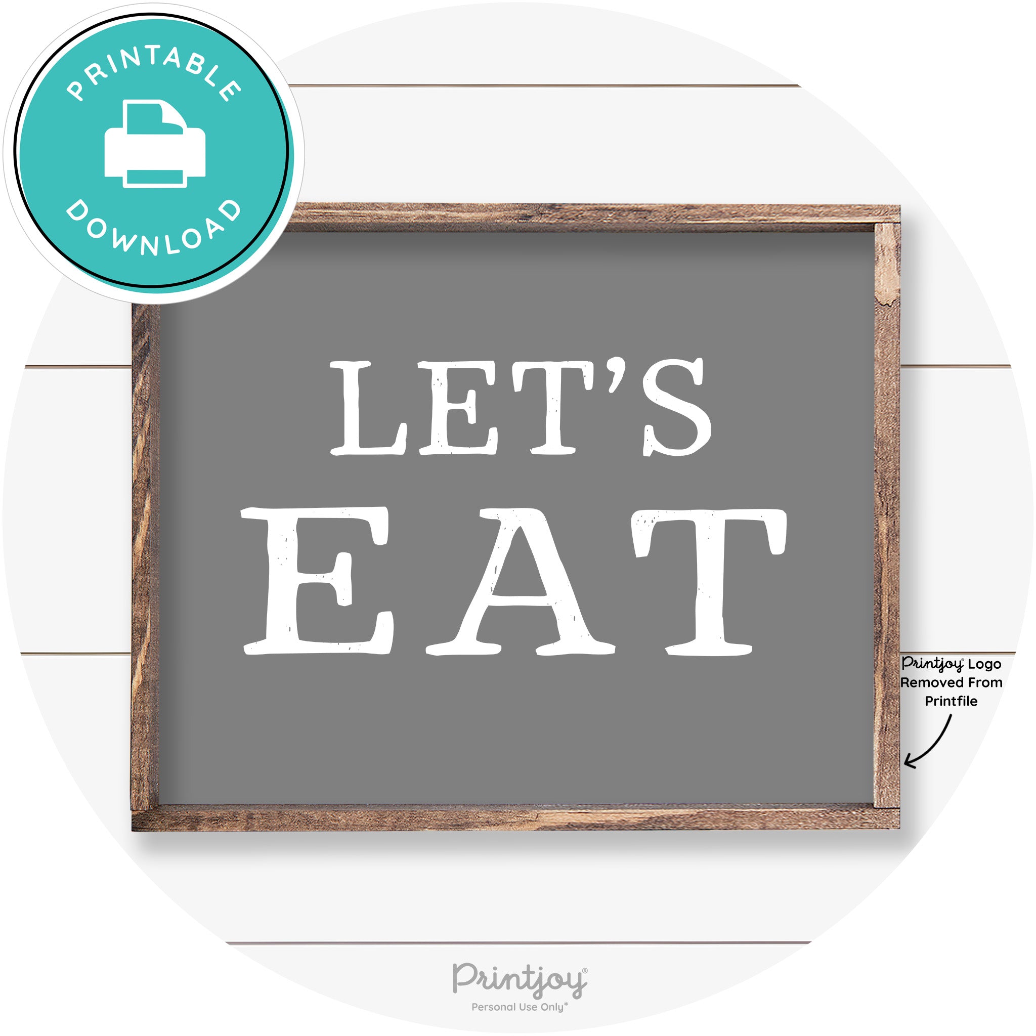 Let's Eat Kitchen Sign Rustic Farmhouse Wall Art Decor Free Printable