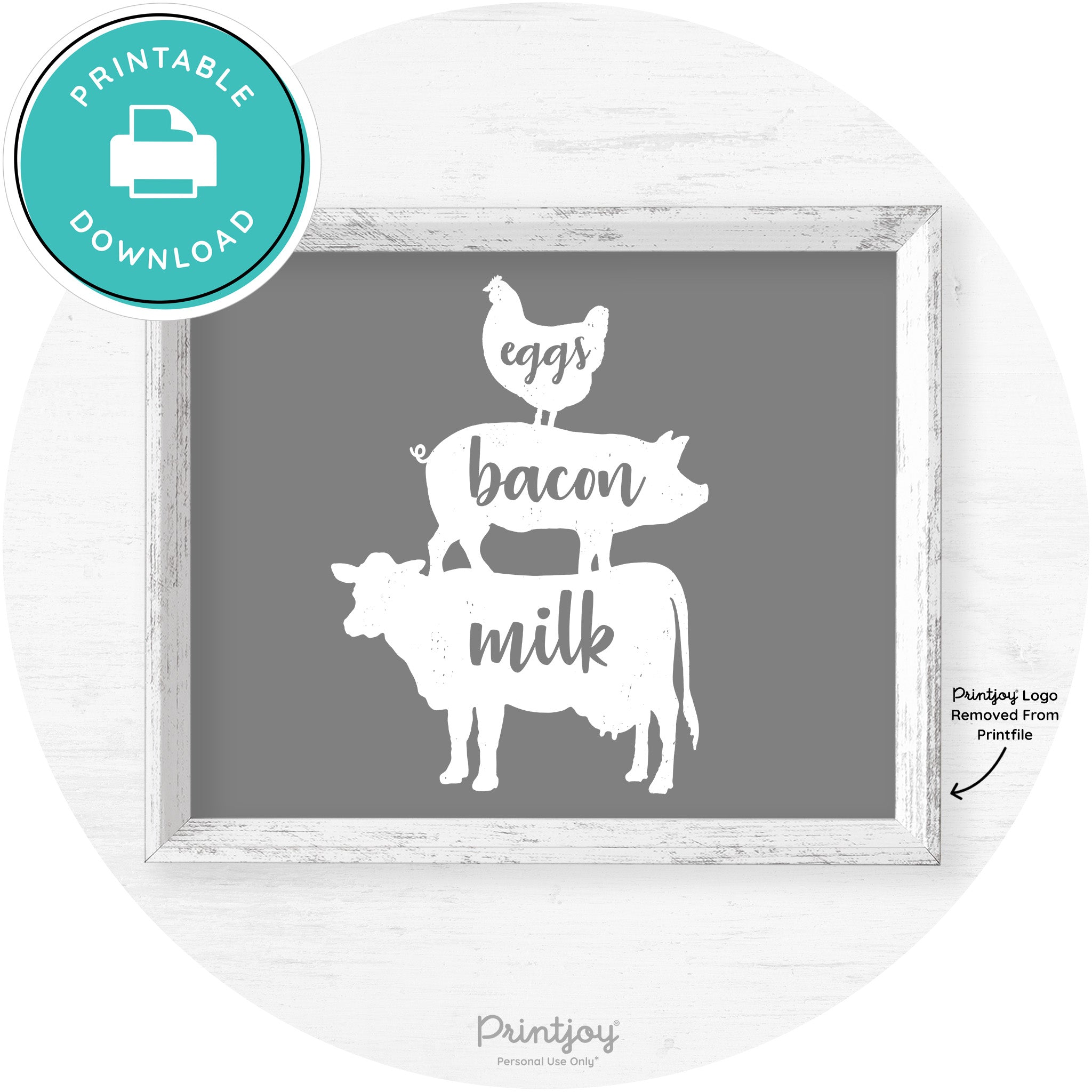 Stacked Farm Animals Eggs Bacon Milk Farmhouse Art Free Printable