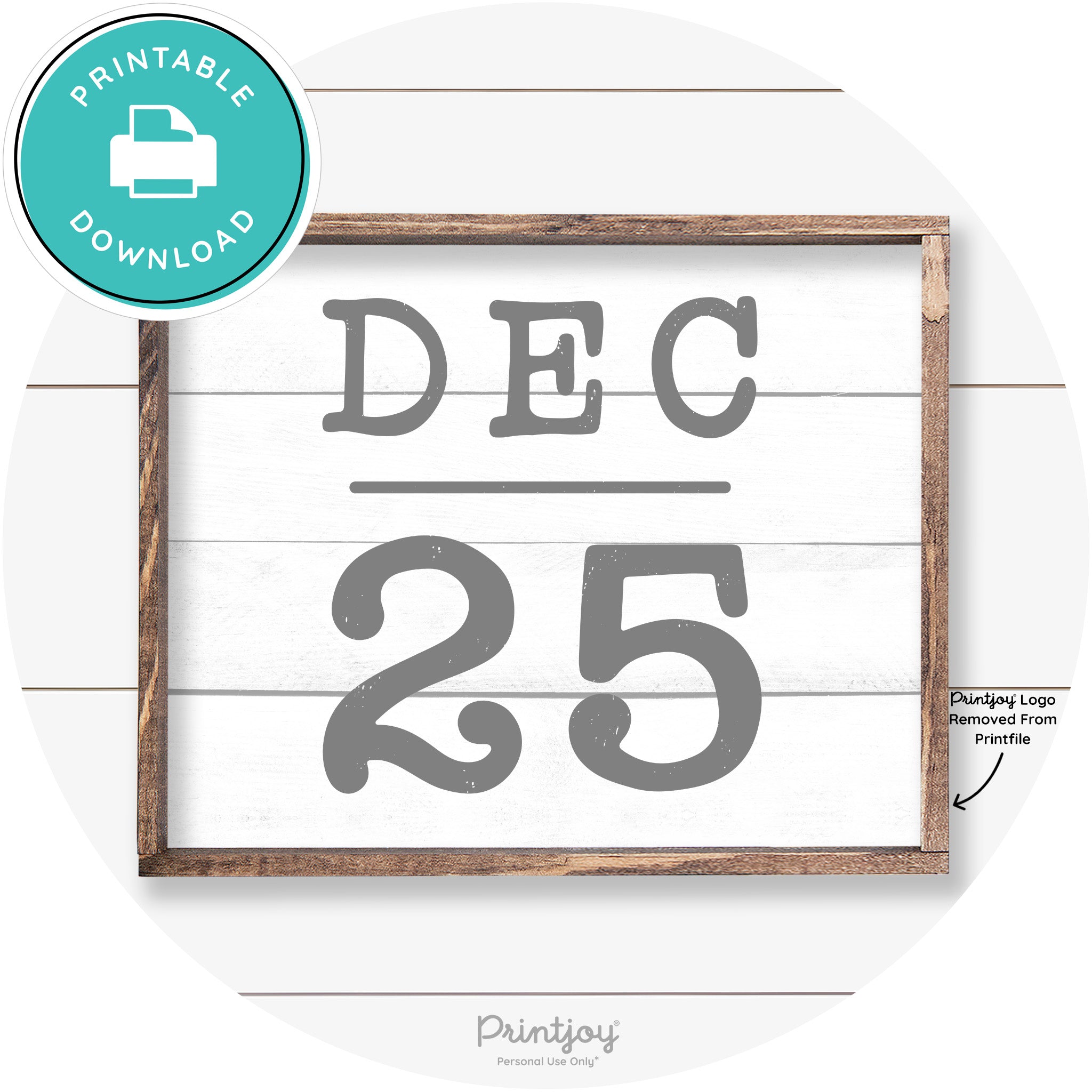 Dec 25 Christmas Rustic Farmhouse Wall Art Decor Free Printable