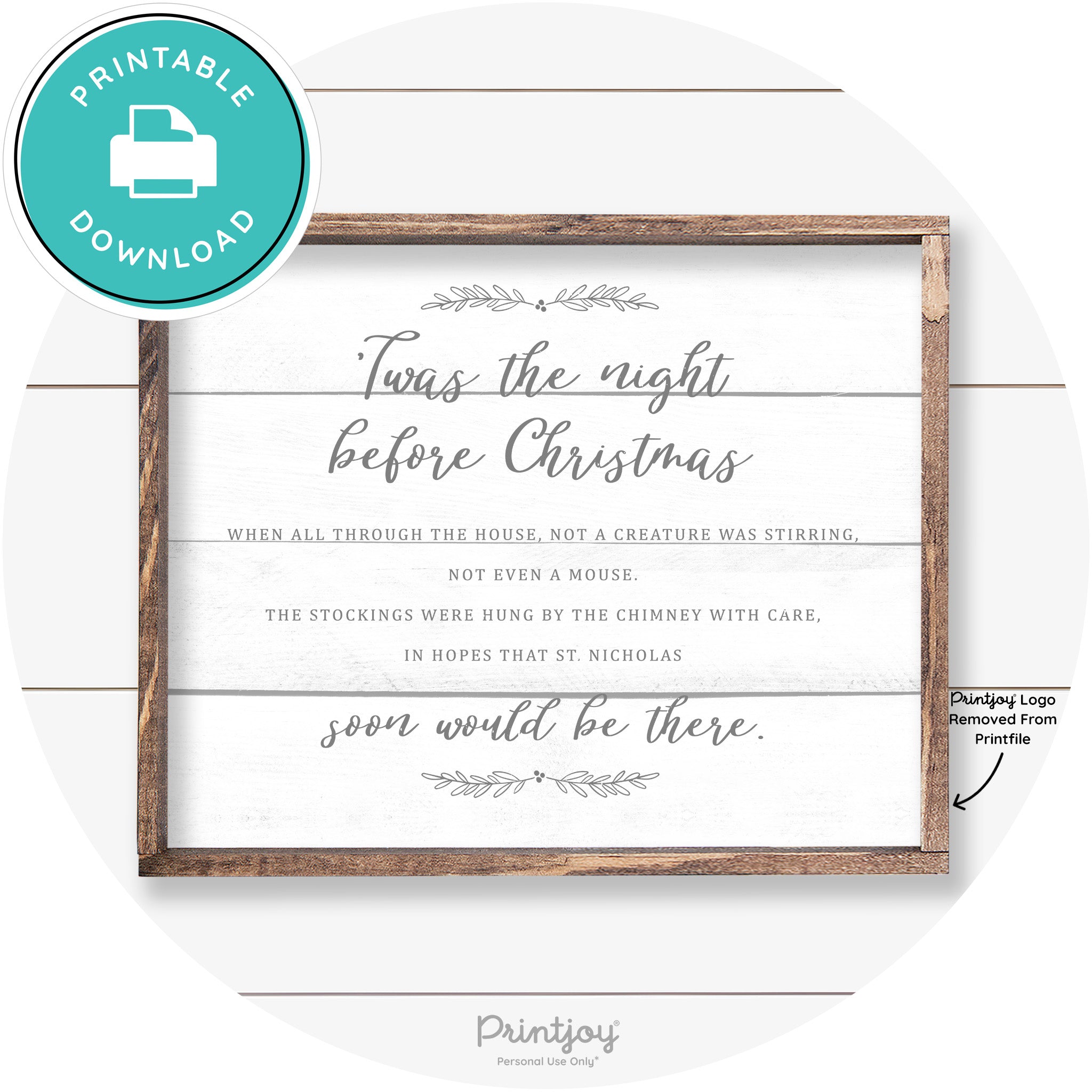 'Twas The Night Before Christmas Farmhouse Wall Art Free Printable