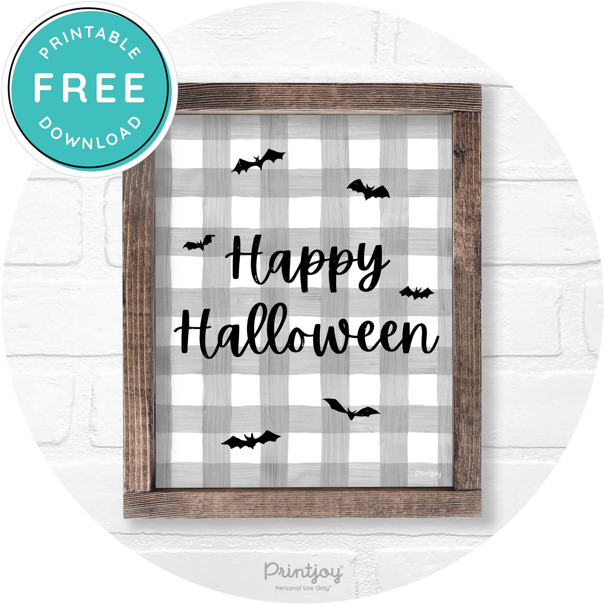 Happy Halloween Bats Rustic Farmhouse Wall Art Free Printable - Printjoy