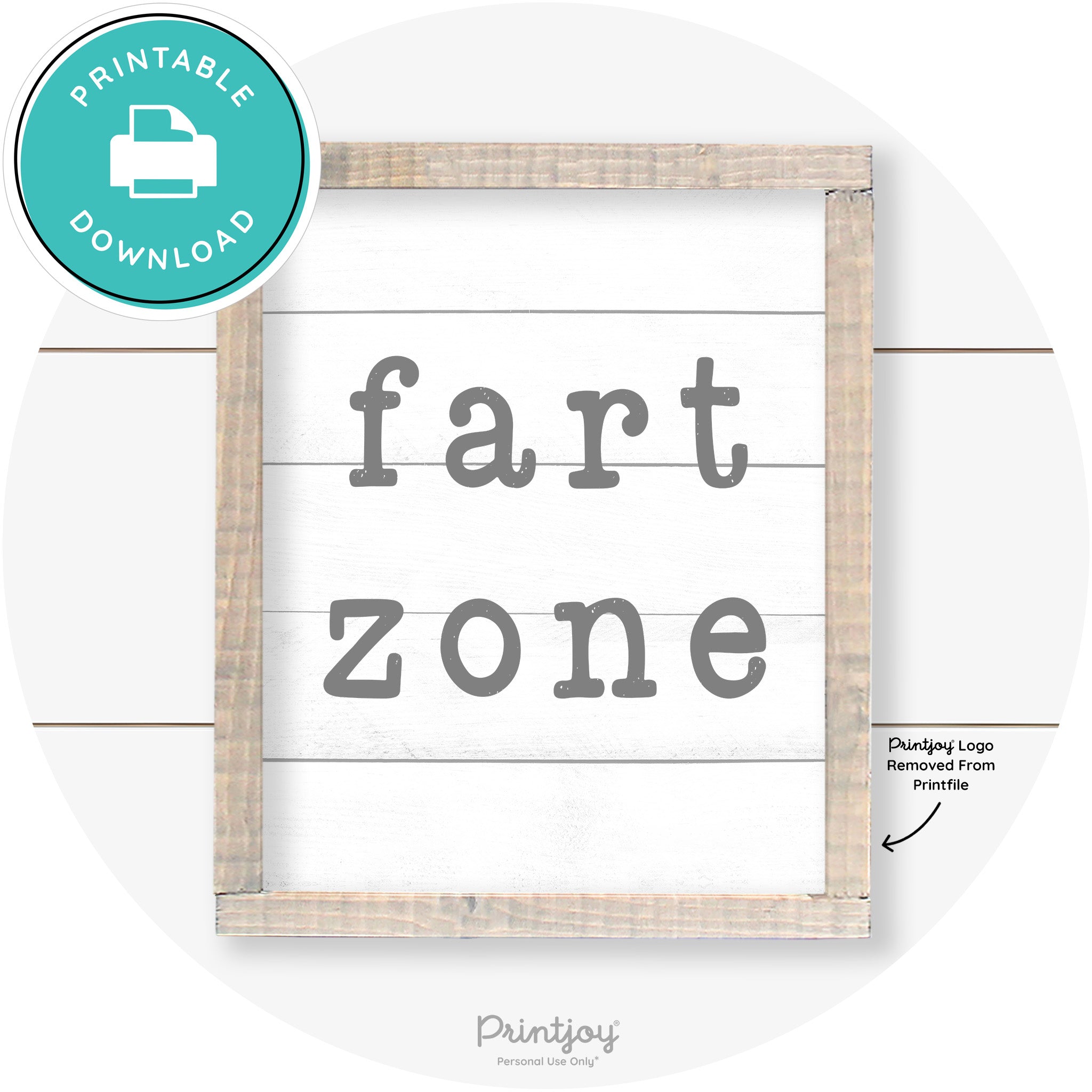 Fart Zone Funny Farmhouse Bathroom Wall Art Decor Free Printable