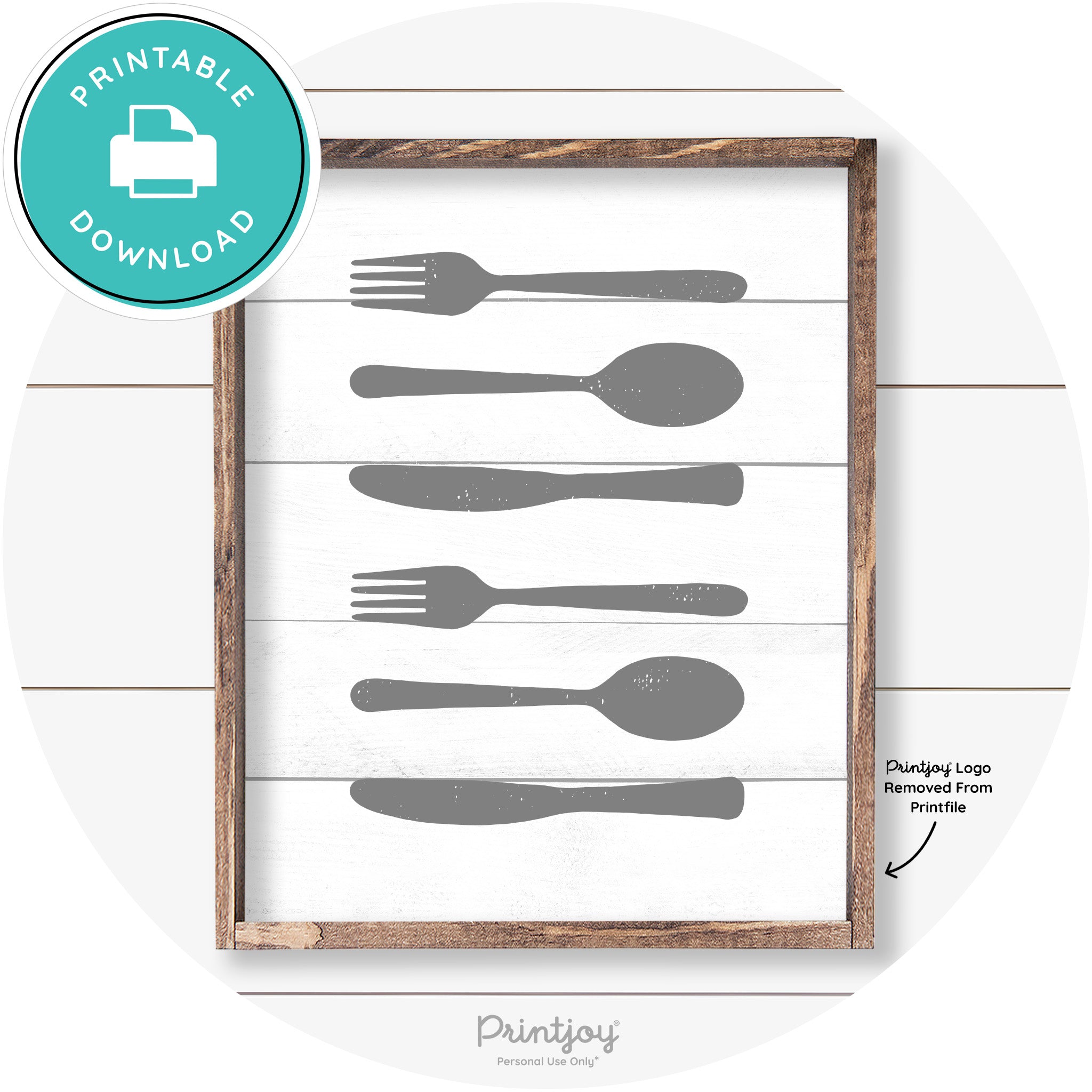 Fork Spoon Knife Pattern Farmhouse Kitchen Wall Art Free Printable