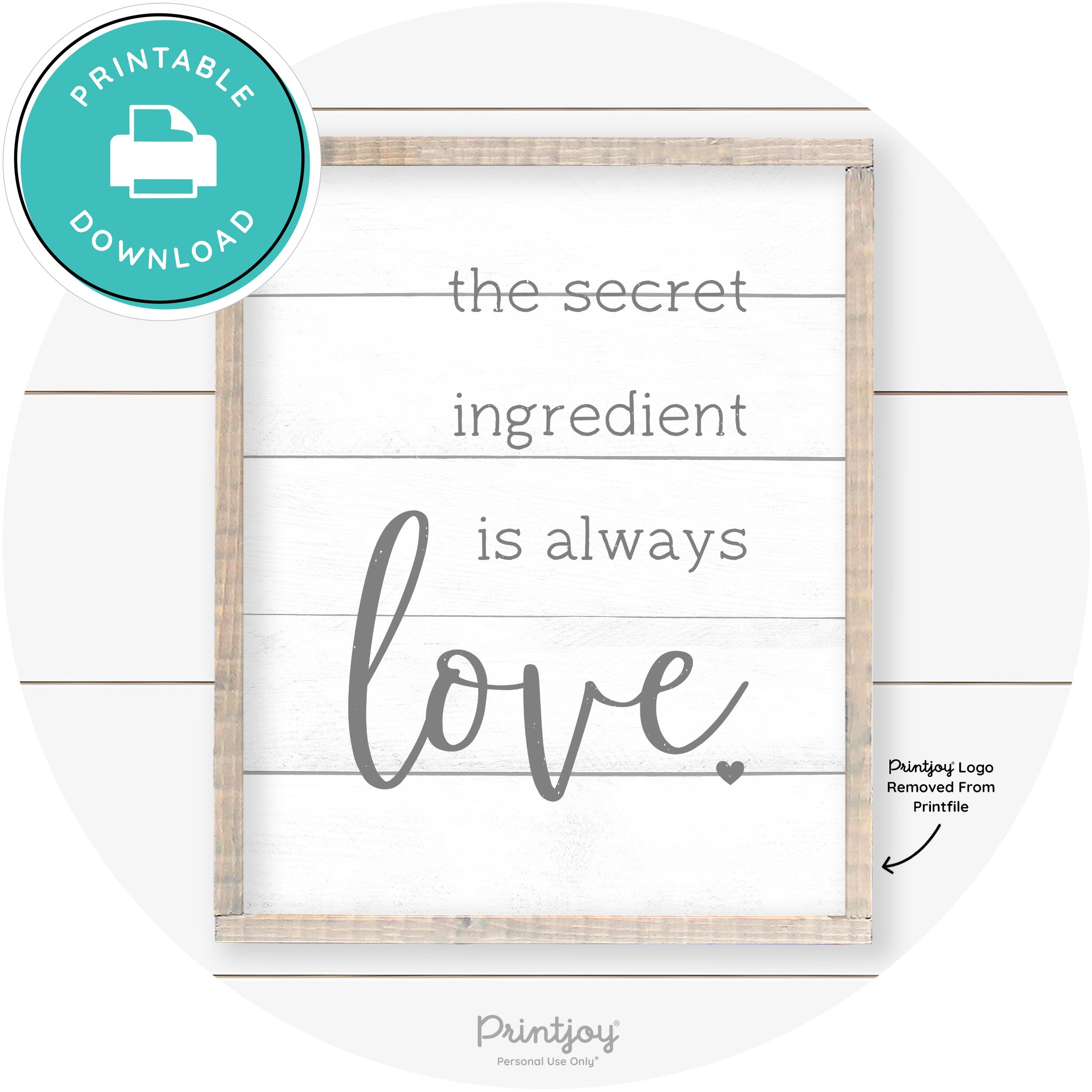 Secret Ingredient Is Love Farmhouse Kitchen Wall Art Free Printable