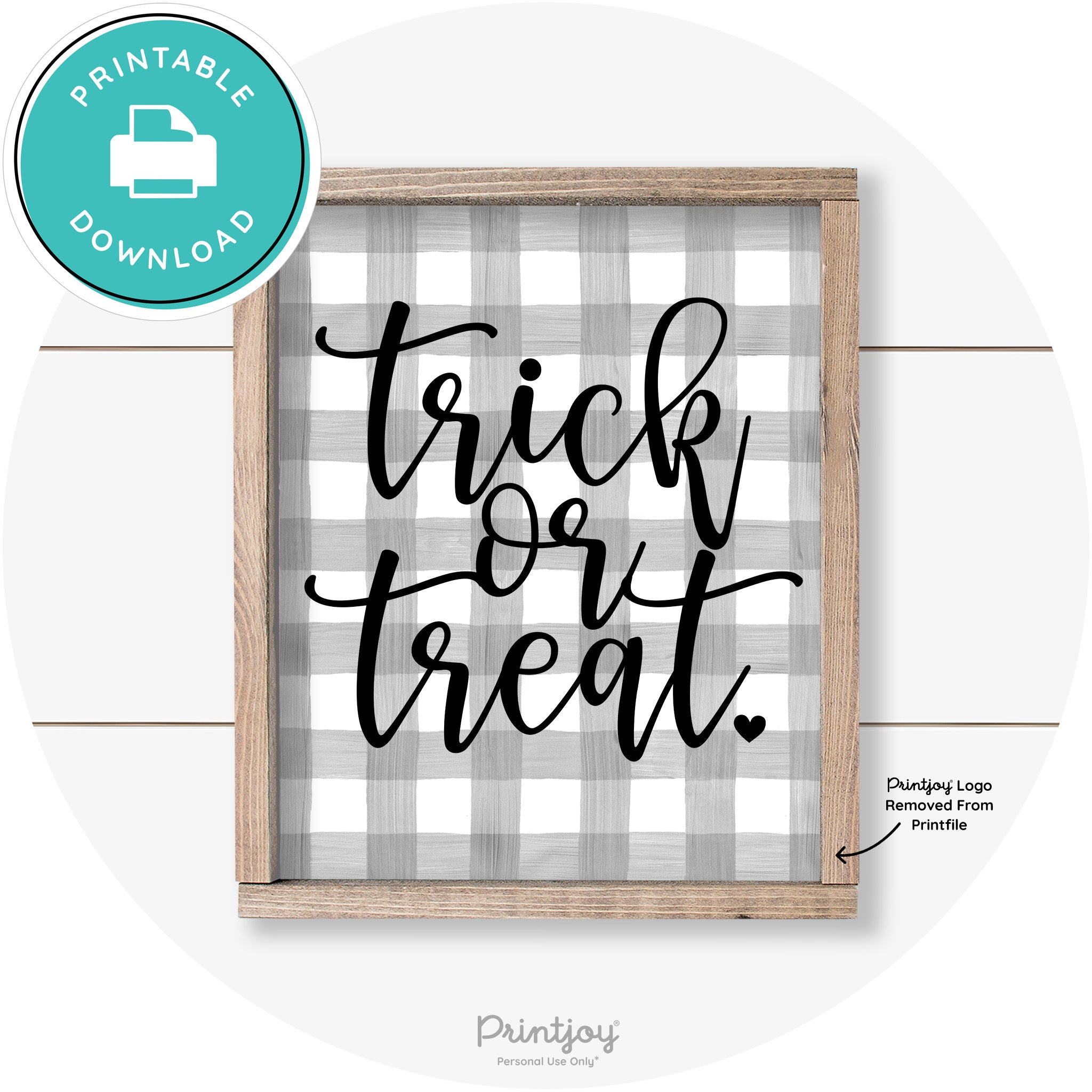 Halloween Cute Trick Or Treat Heart Farmhouse Wall Art Free Printable