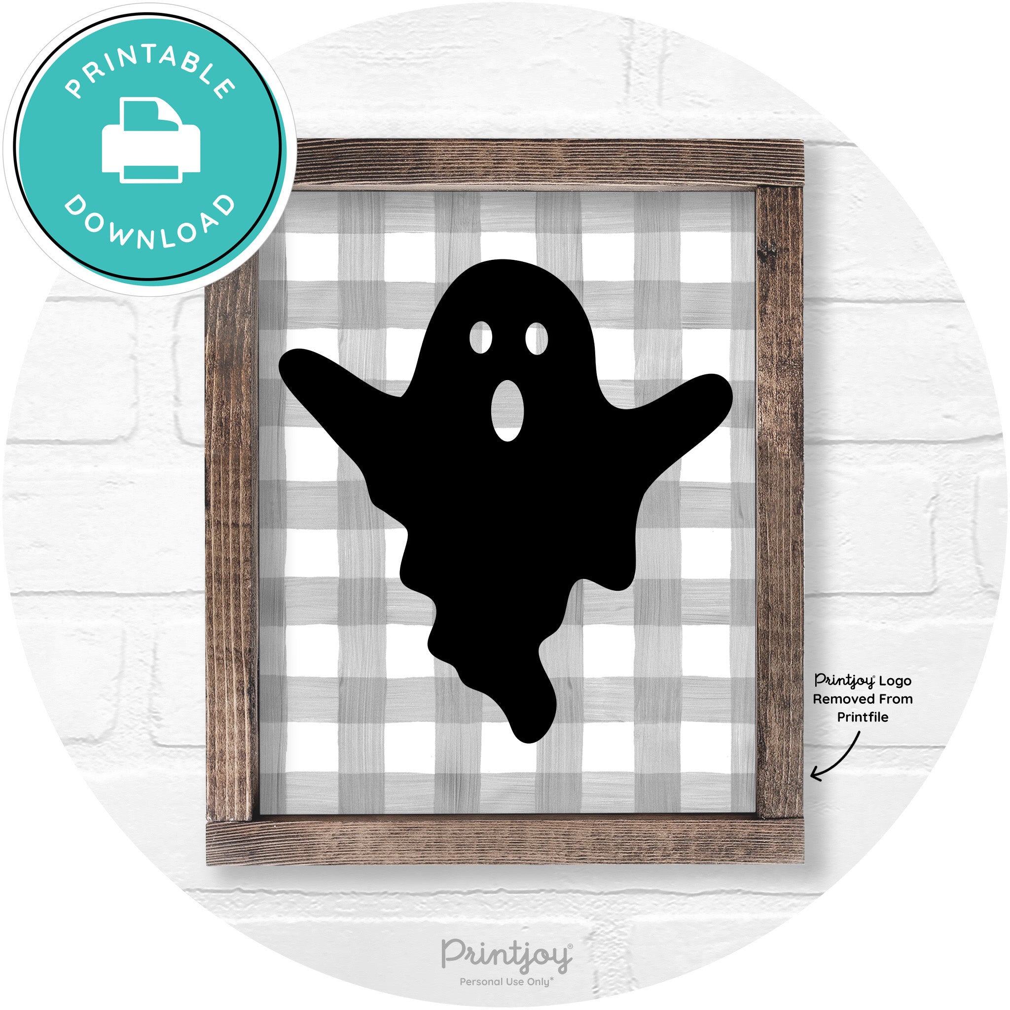 Halloween Cute Ghost Rustic Farmhouse Wall Art Free Printable