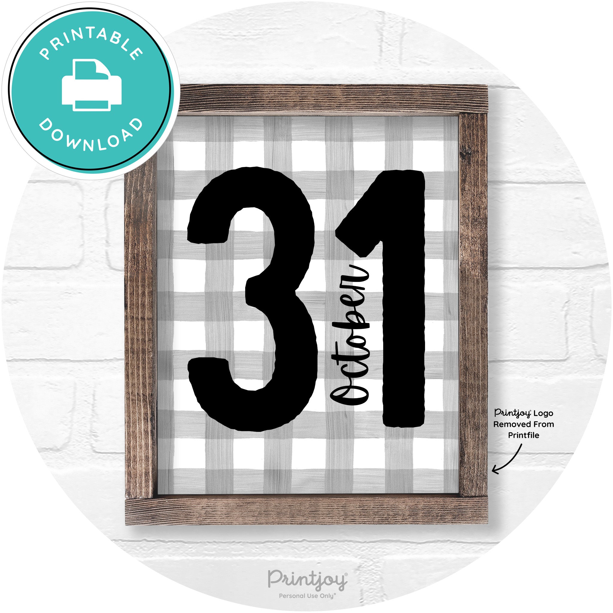 October 31 Halloween Rustic Farmhouse Wall Art Printable