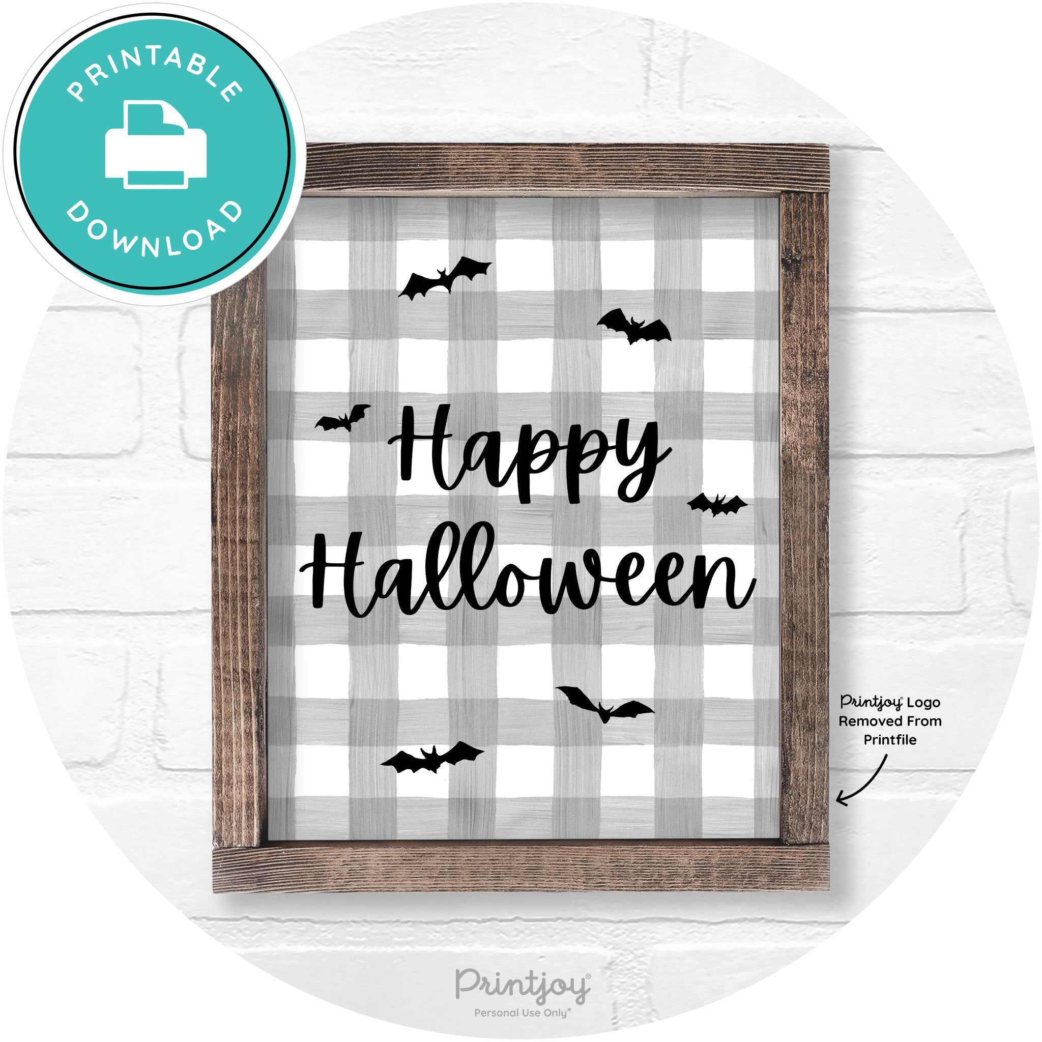Happy Halloween Bats Rustic Farmhouse Wall Art Printable