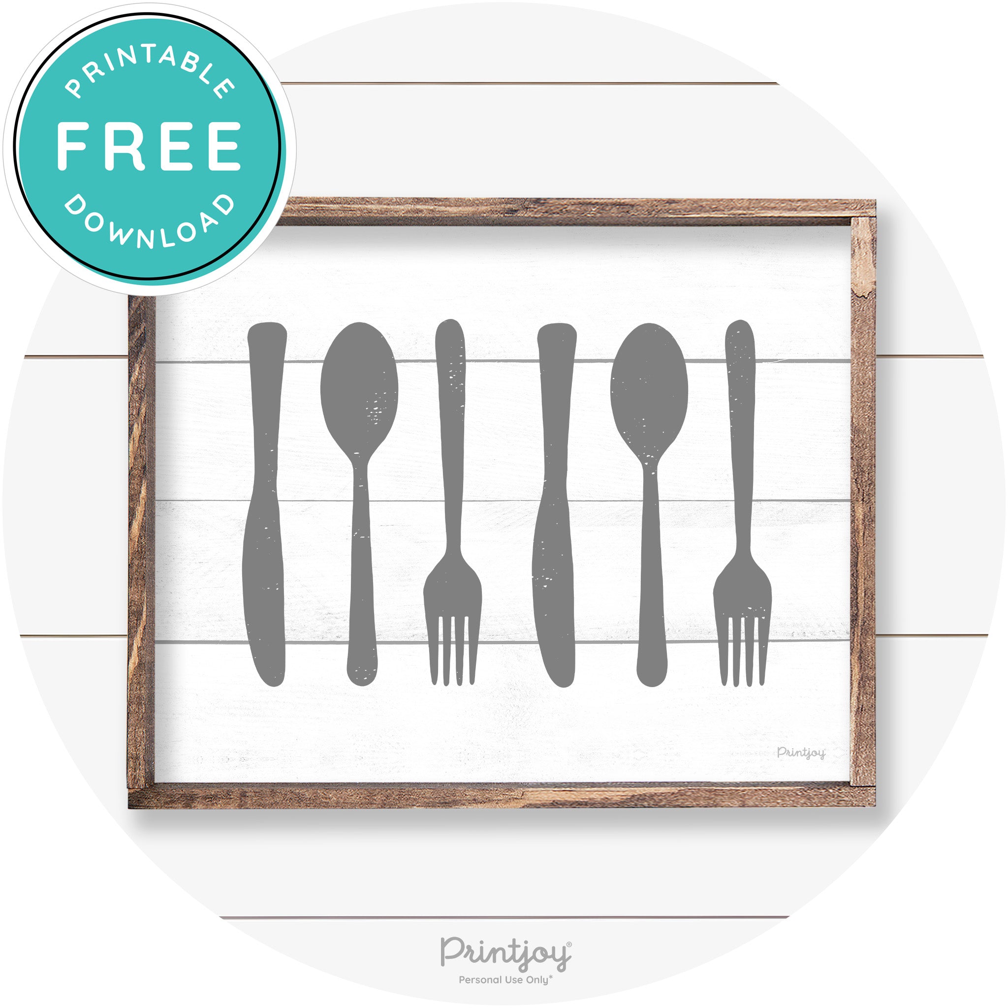 Fork Spoon Knife Pattern Farmhouse Kitchen Wall Art Free Printable