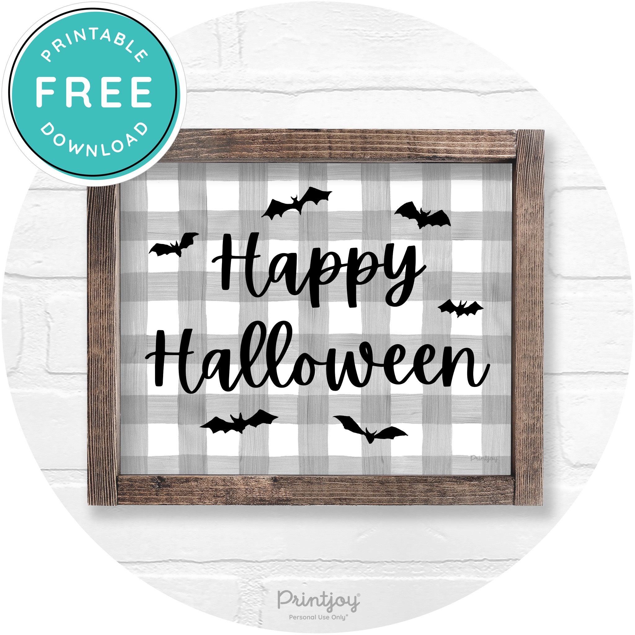 Happy Halloween Bats Rustic Farmhouse Wall Art Printable
