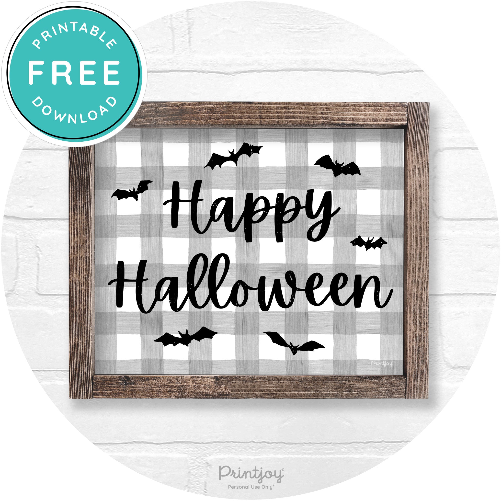 Happy Halloween Bats Rustic Farmhouse Wall Art Free Printable - Printjoy