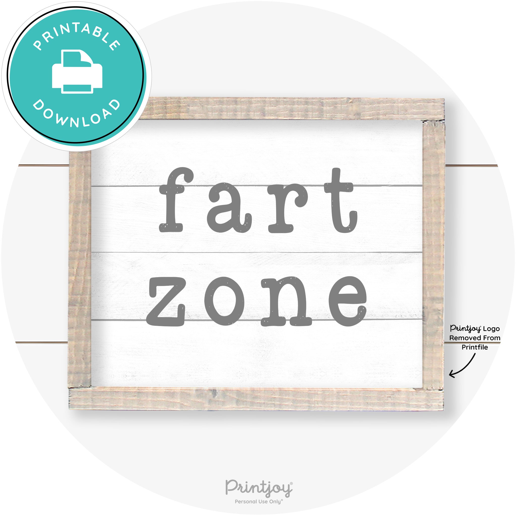 Fart Zone Funny Farmhouse Bathroom Wall Art Decor Free Printable