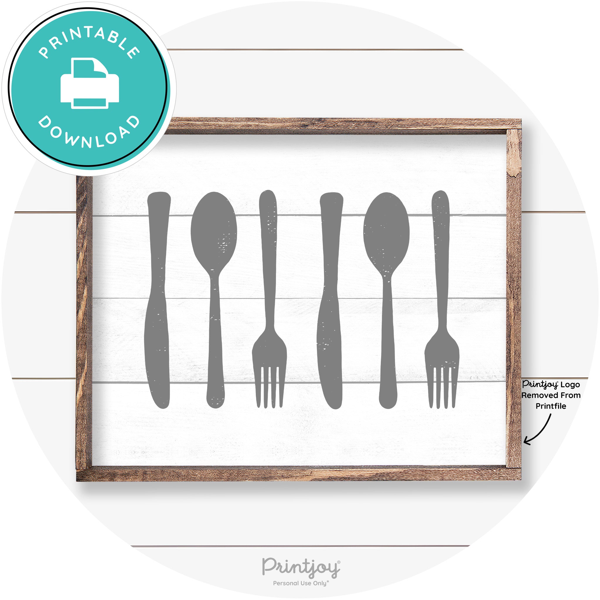 Fork Spoon Knife Pattern Farmhouse Kitchen Wall Art Free Printable