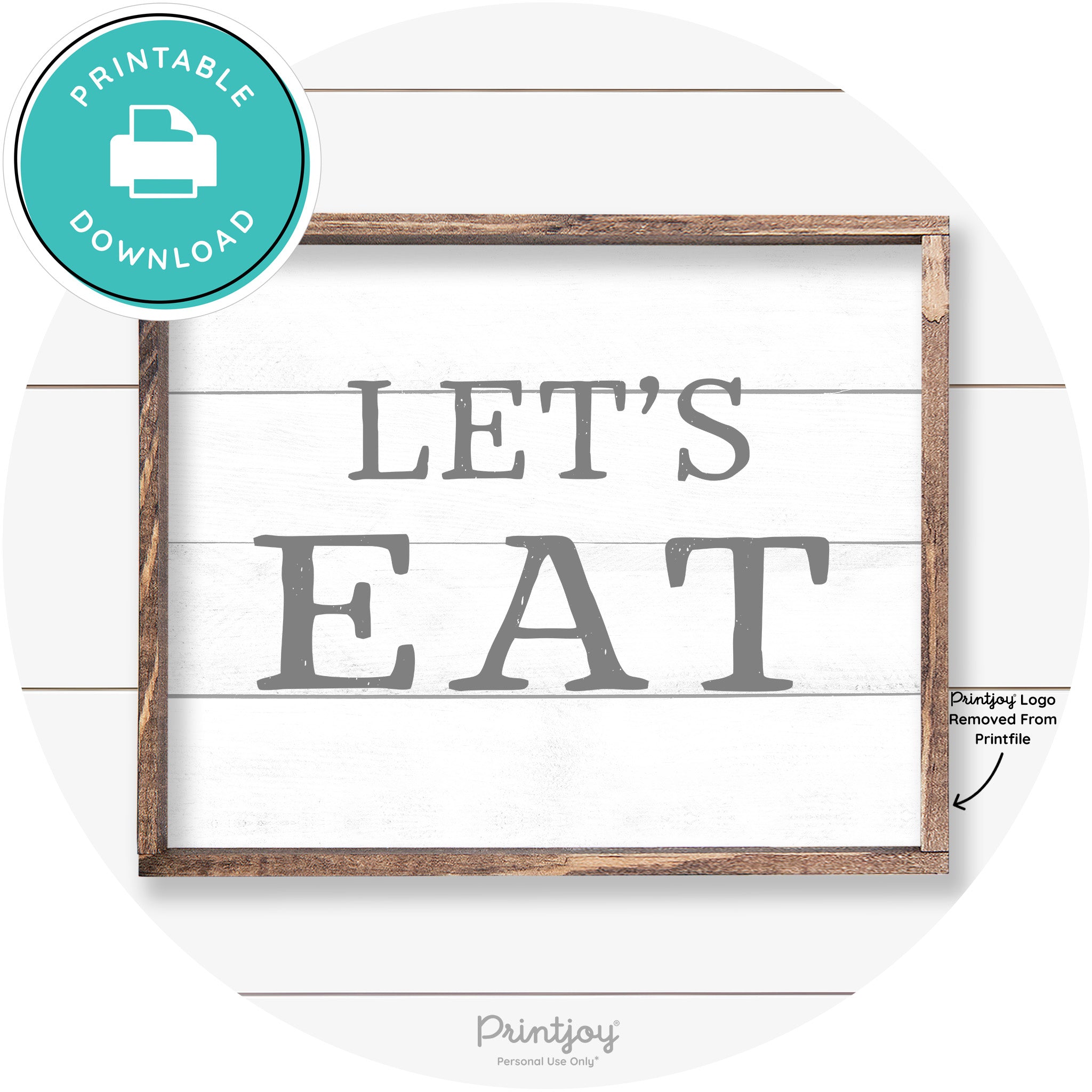 Let's Eat Kitchen Sign Rustic Farmhouse Wall Art Decor Free Printable