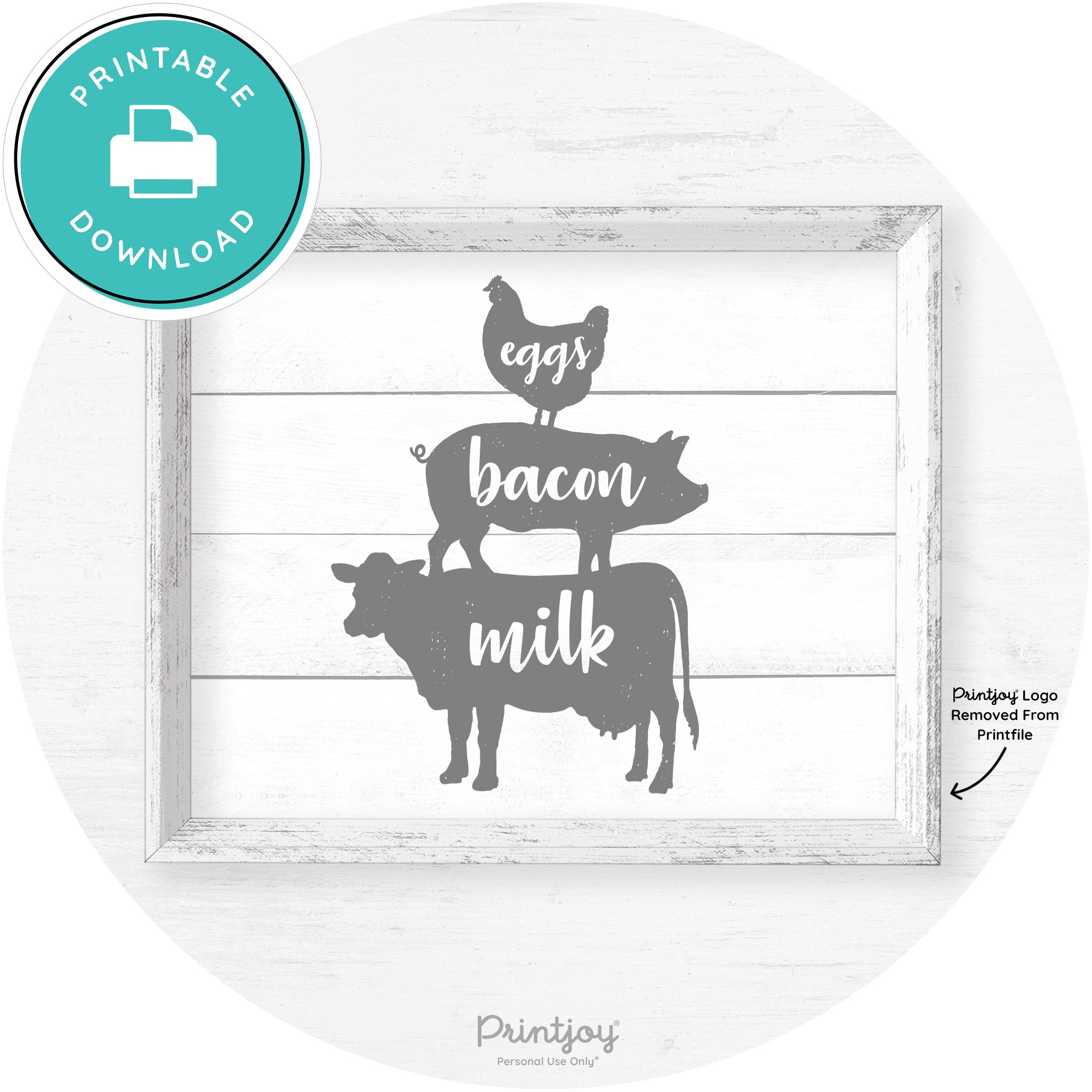 Stacked Farm Animals Eggs Bacon Milk Farmhouse Art Free Printable