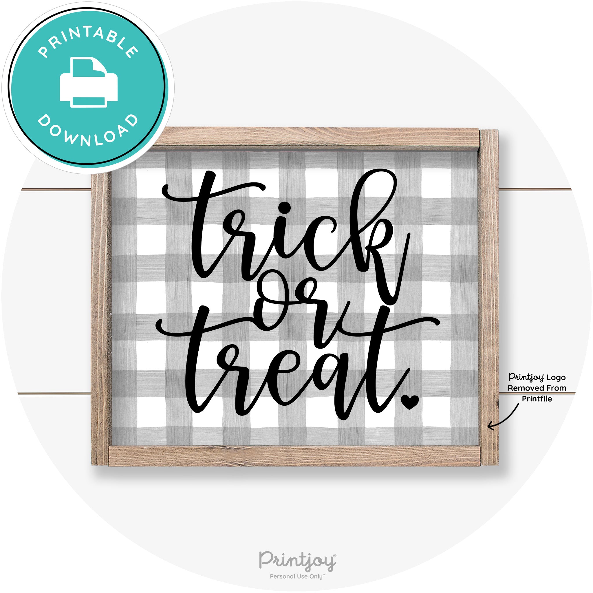 Halloween Cute Trick Or Treat Heart Farmhouse Wall Art Free Printable