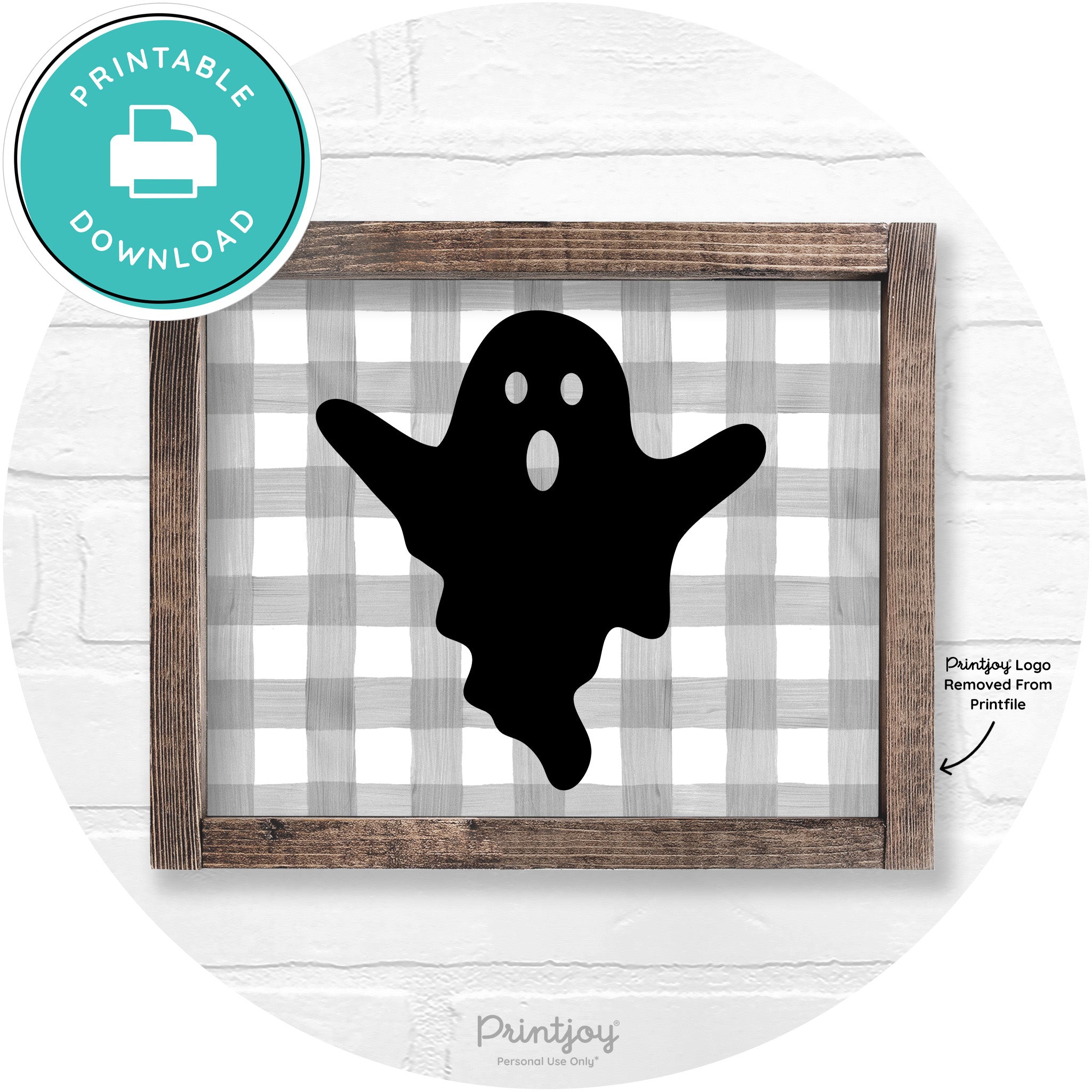 Halloween Cute Ghost Rustic Farmhouse Wall Art Free Printable