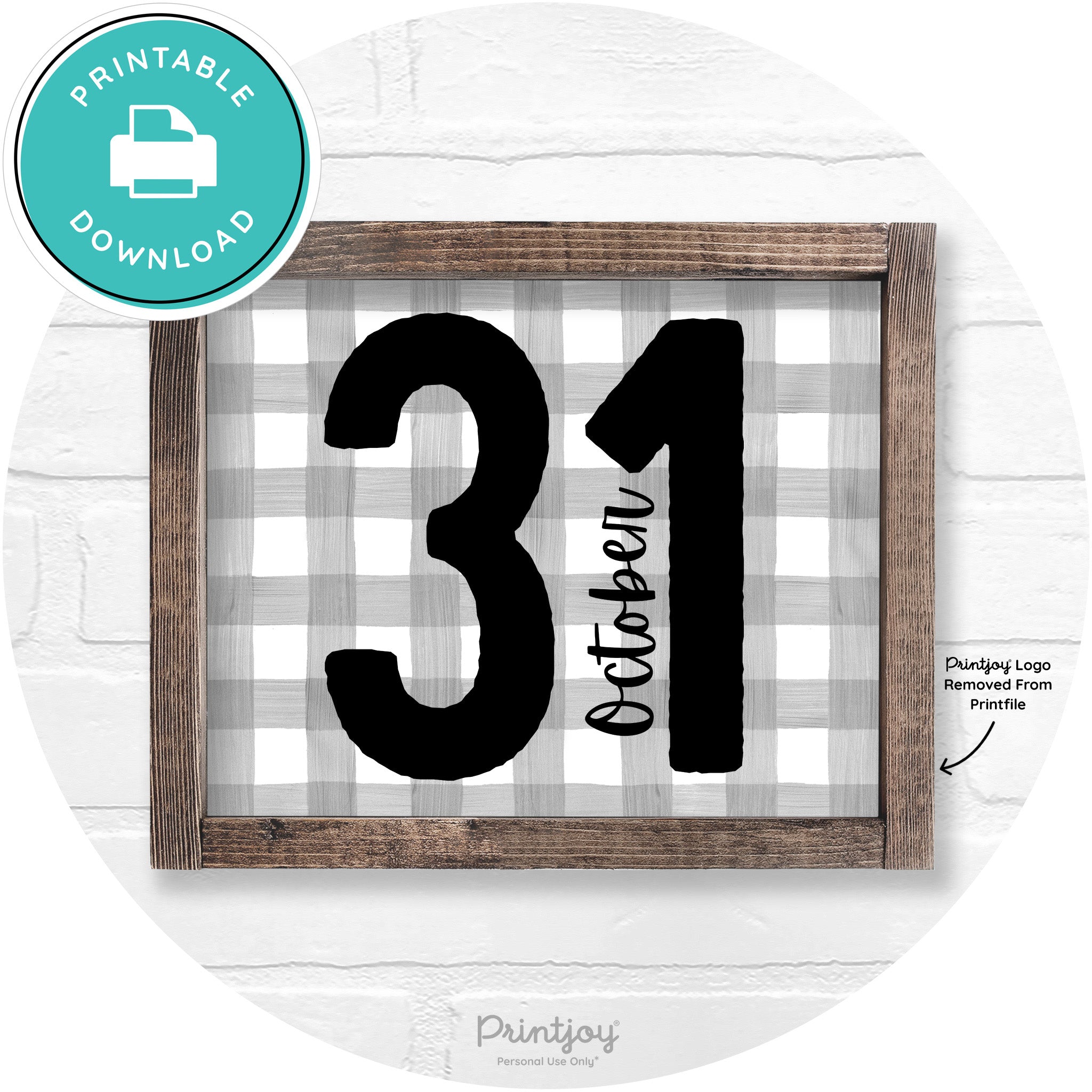 October 31 Halloween Rustic Farmhouse Wall Art Printable