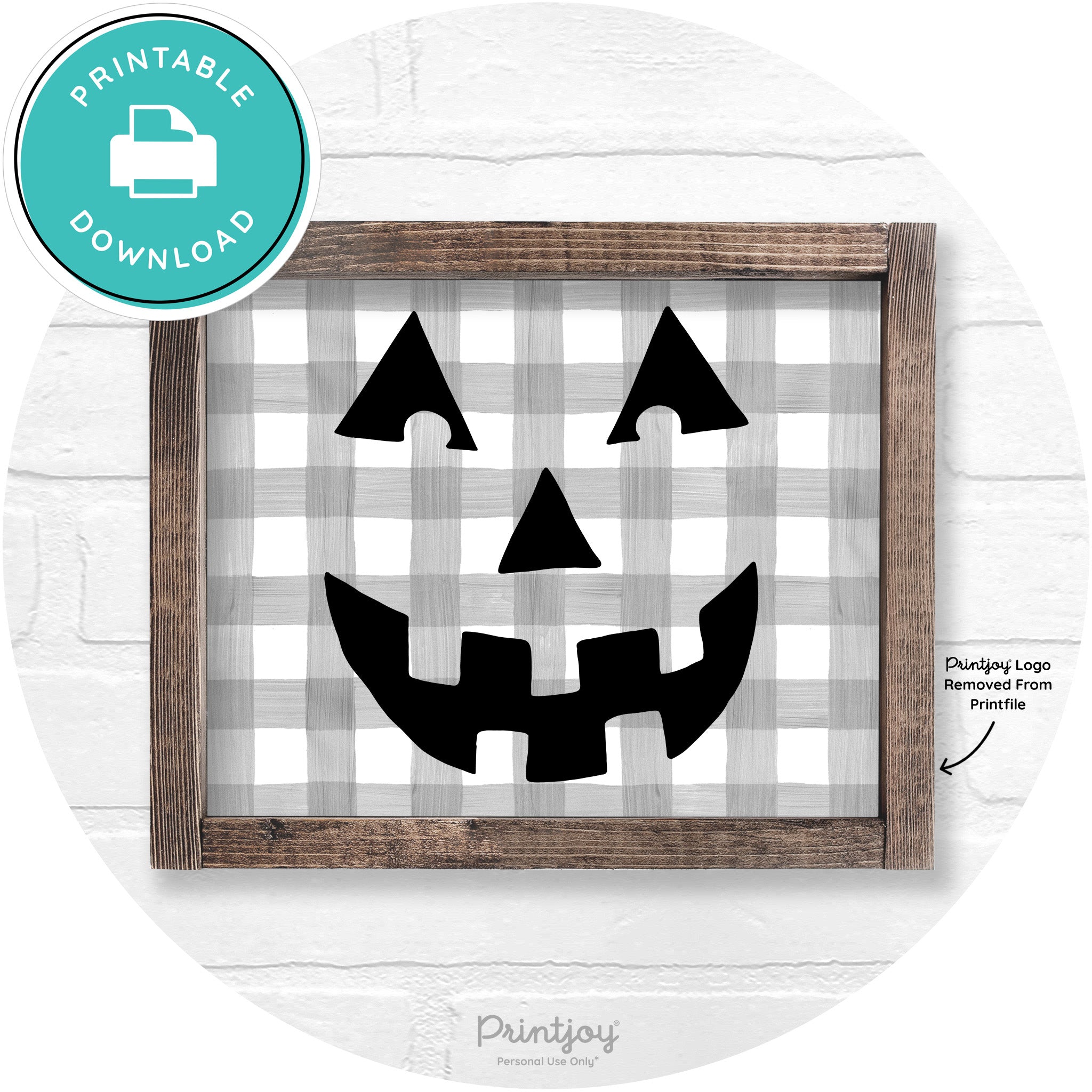 Jack O Lantern Halloween Rustic Farmhouse Wall Art Printable