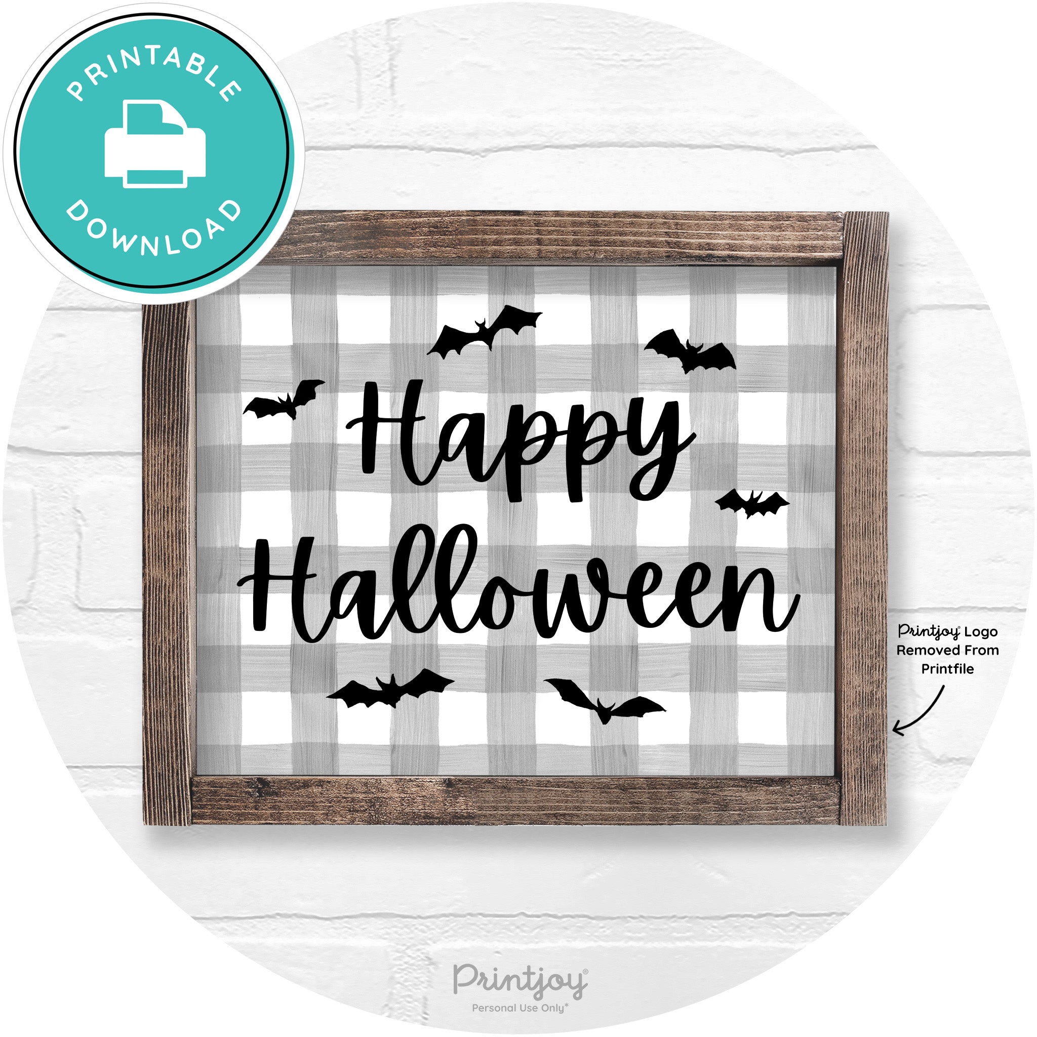 Happy Halloween Bats Rustic Farmhouse Wall Art Printable