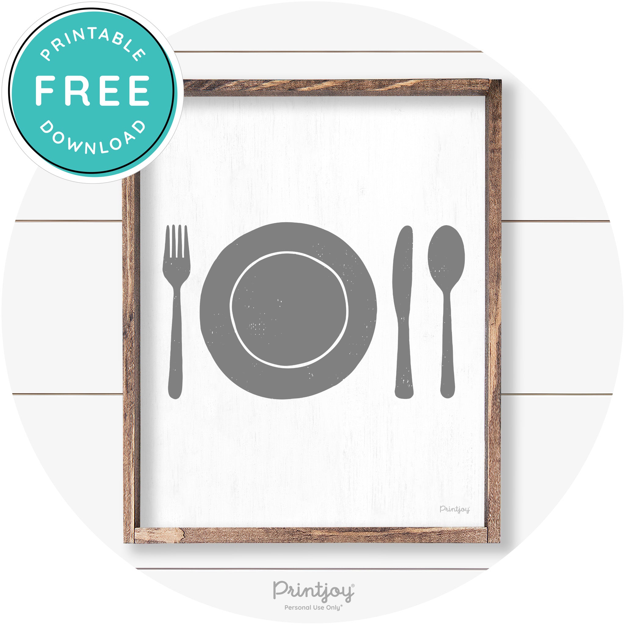 Dinner Plate Silhouette Kitchen Farmhouse Wall Art Free Printable - Printjoy