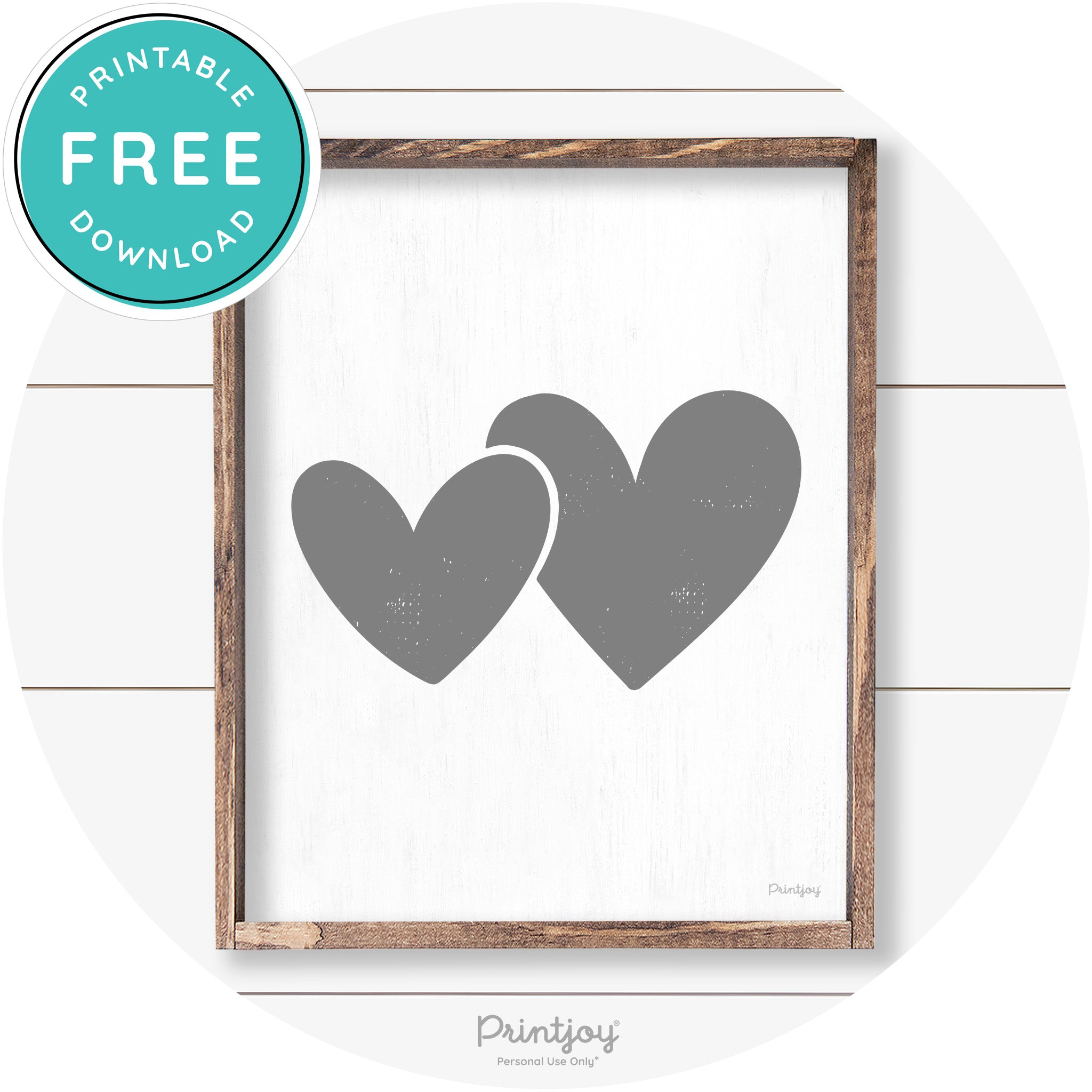 Heart Silhouettes Cute Couples Farmhouse Wall Art Free Printable - Printjoy