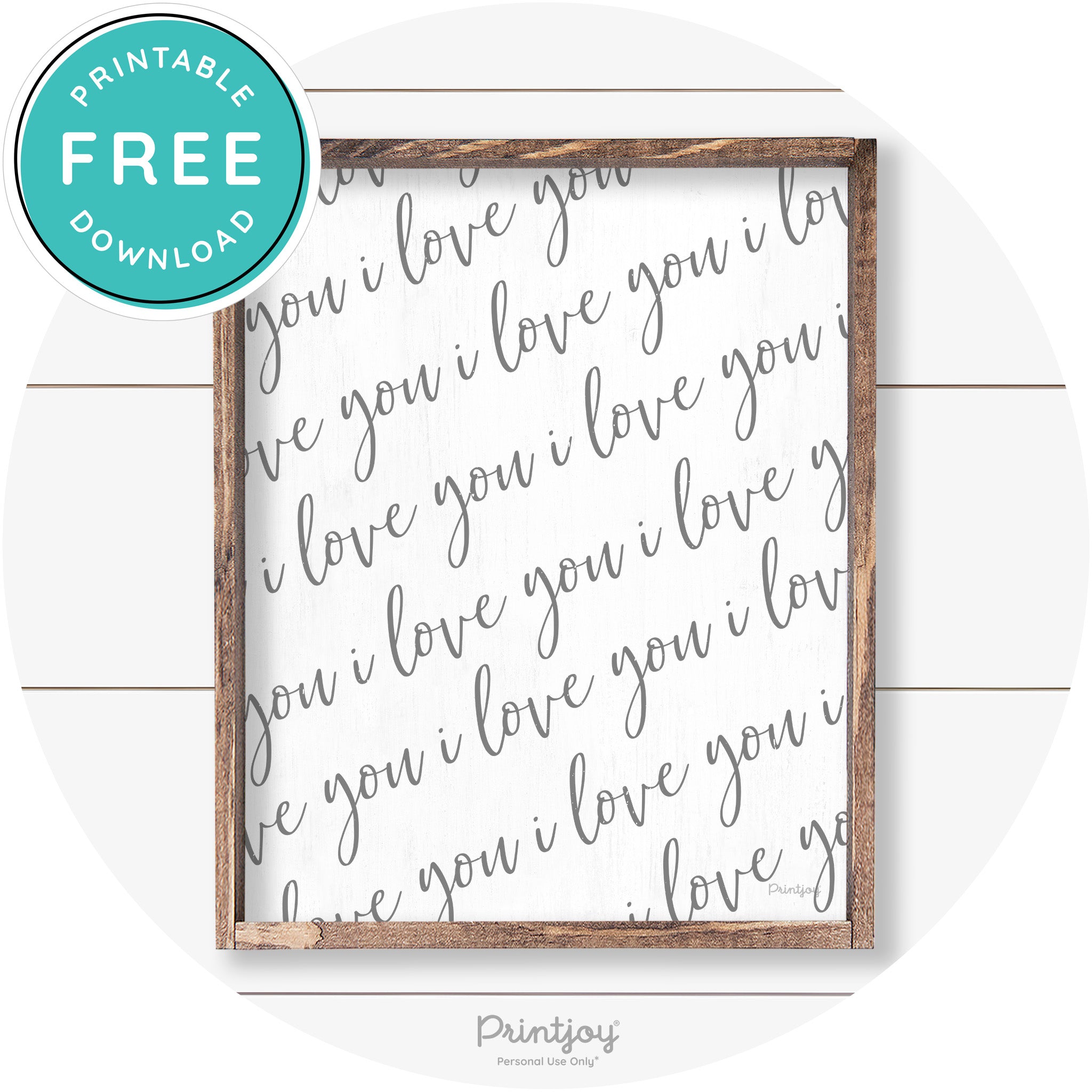 I Love You Pattern Cute Couples Farmhouse Wall Art Free Printable - Printjoy