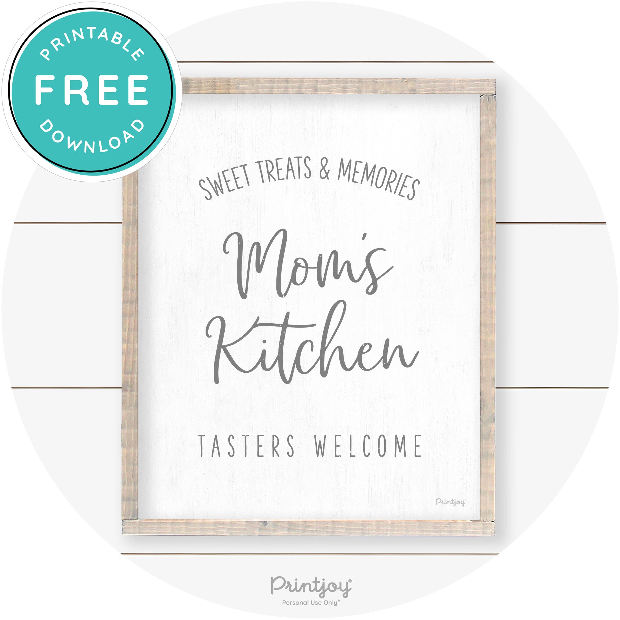 Mom's Kitchen Tasters Welcome Farmhouse Wall Art Free Printable - Printjoy