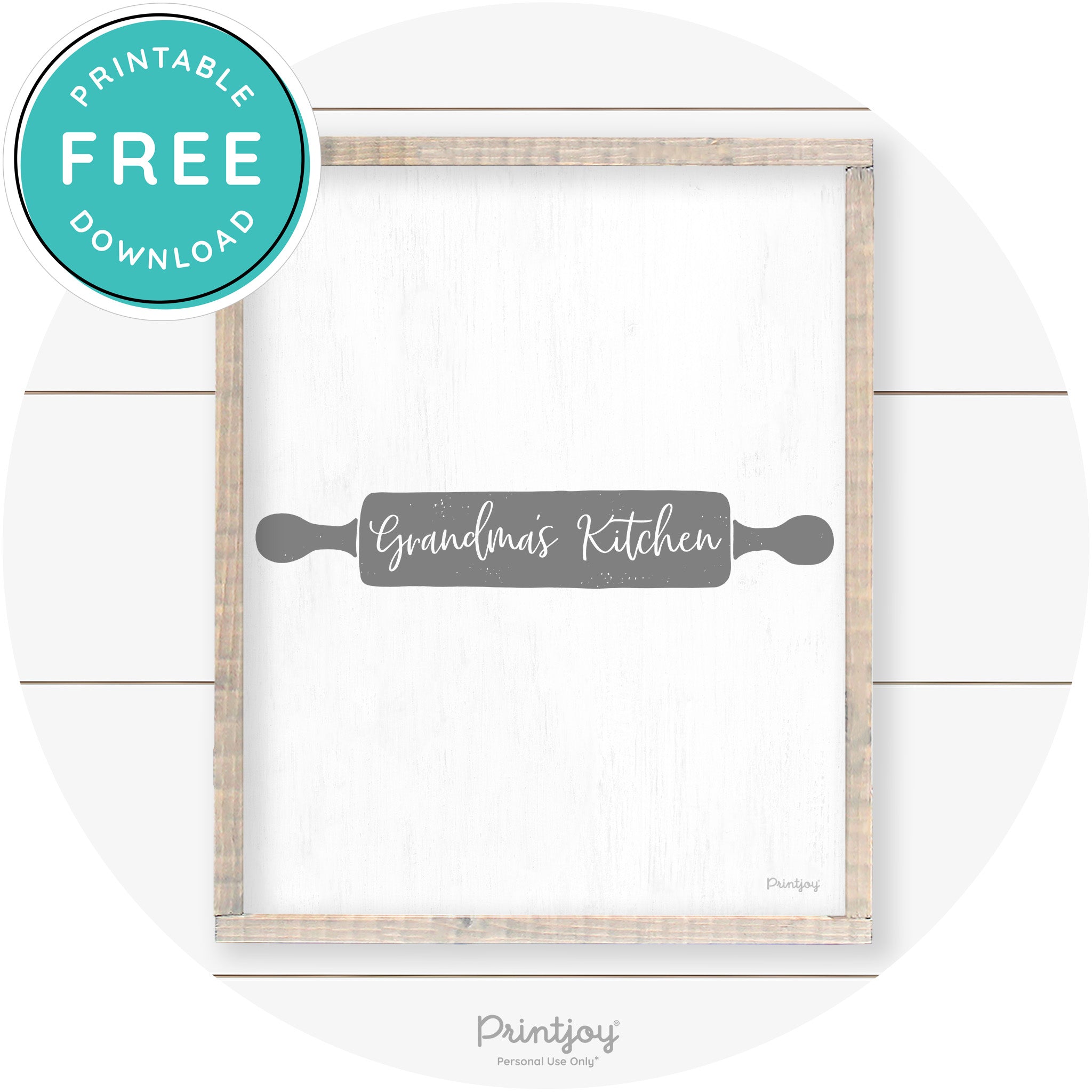 Grandma's Kitchen Rolling Pin Farmhouse Wall Art Free Printable - Printjoy