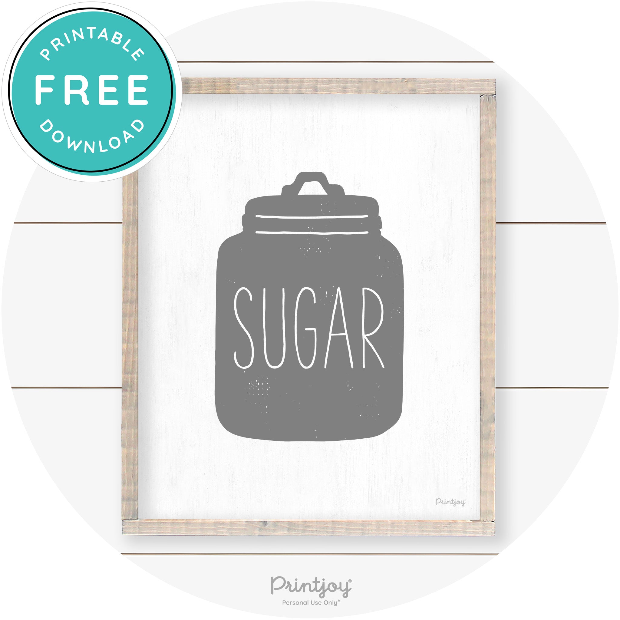 Sugar Jar Silhouette Kitchen Cute Farmhouse Wall Art Free Printable - Printjoy