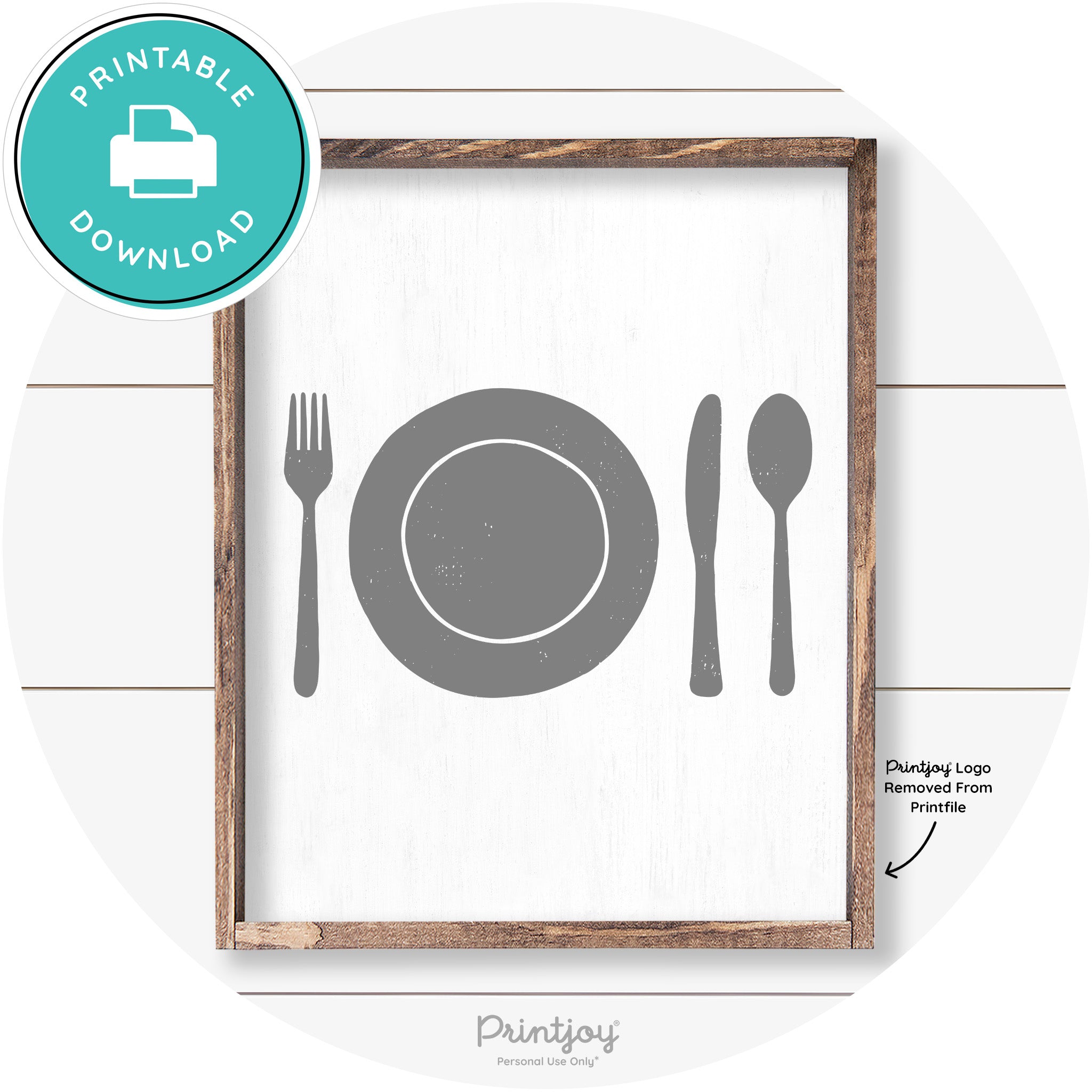 Dinner Plate Silhouette Kitchen Farmhouse Wall Art Free Printable - Printjoy