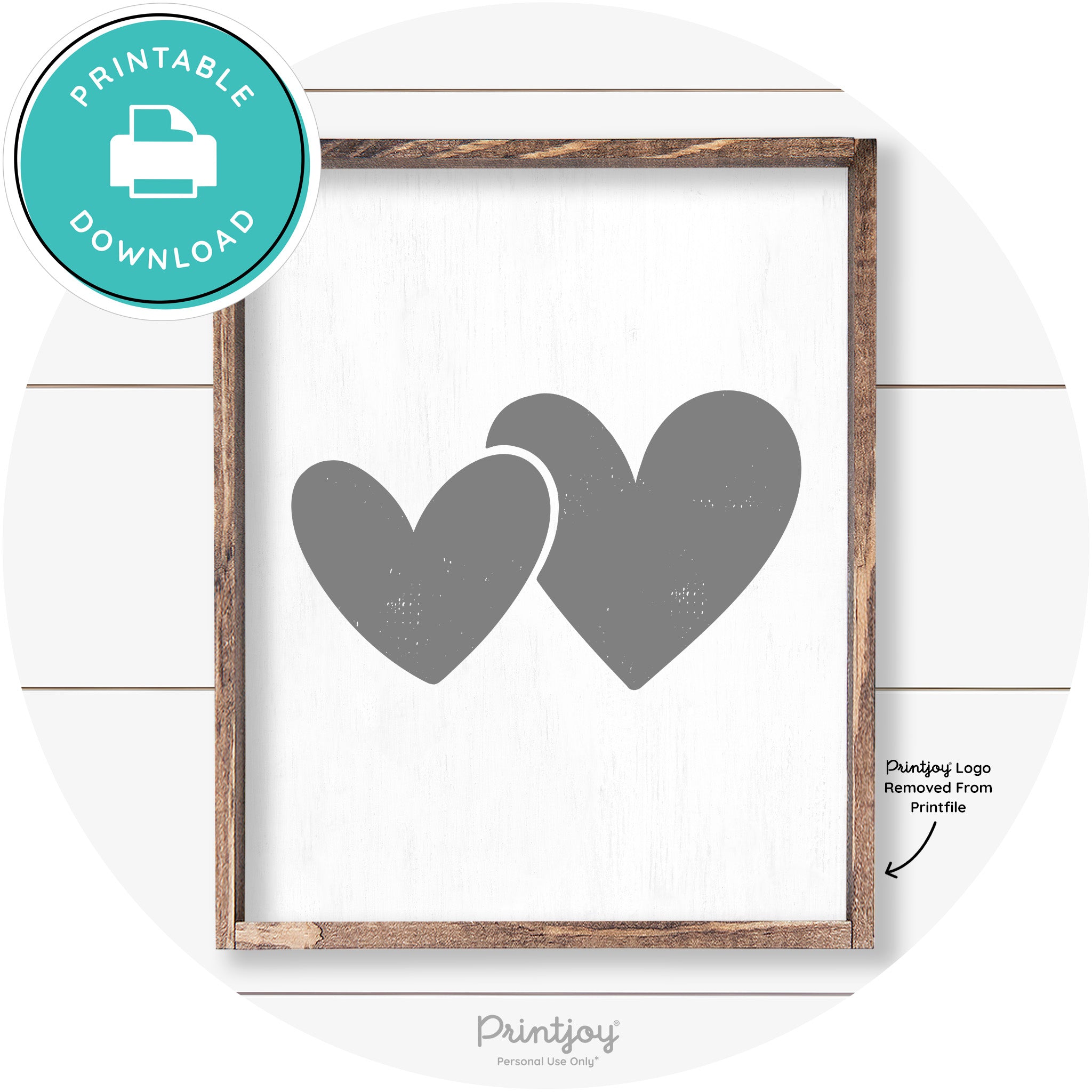 Heart Silhouettes Cute Couples Farmhouse Wall Art Free Printable - Printjoy