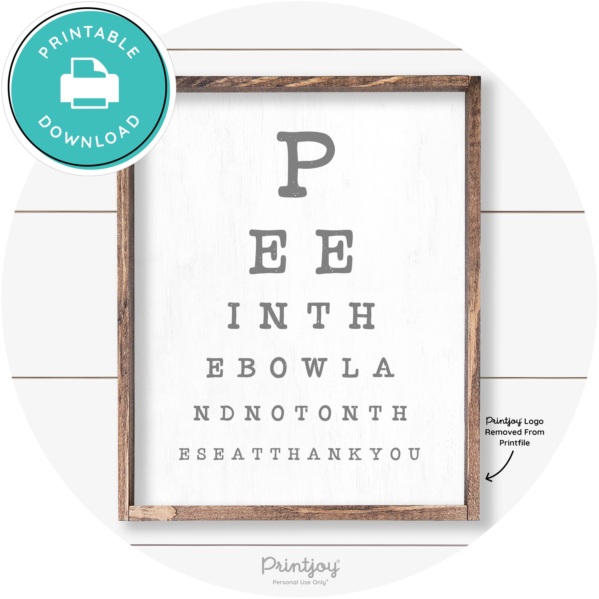Pee In The Bowl Vision Test Bathroom Farmhouse Wall Art Free Printable - Printjoy