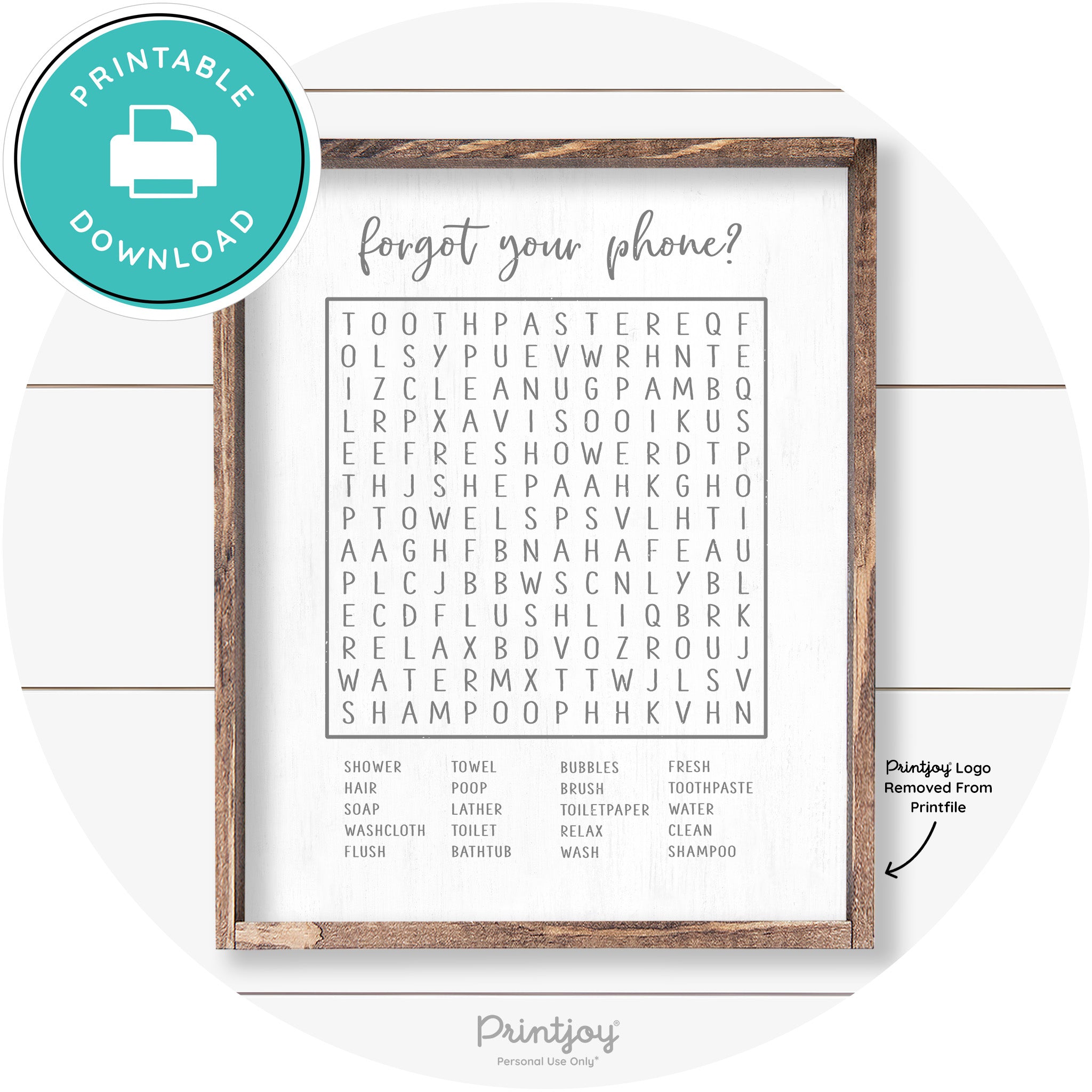 Forgot Your Phone Word Search Funny Bathroom Art Free Printable - Printjoy