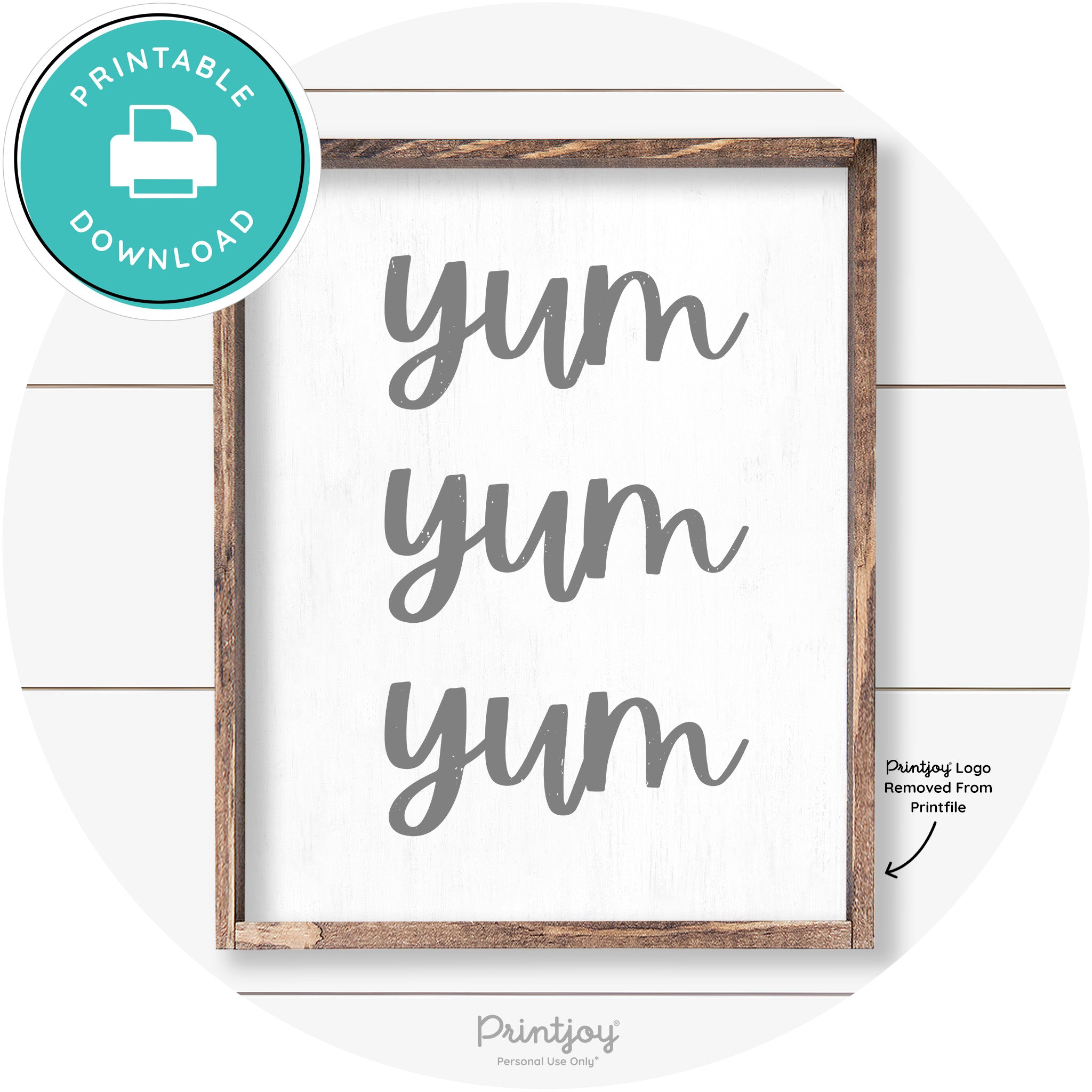 Yum Yum Yum Cute Kitchen Sign Farmhouse Wall Art Free Printable - Printjoy