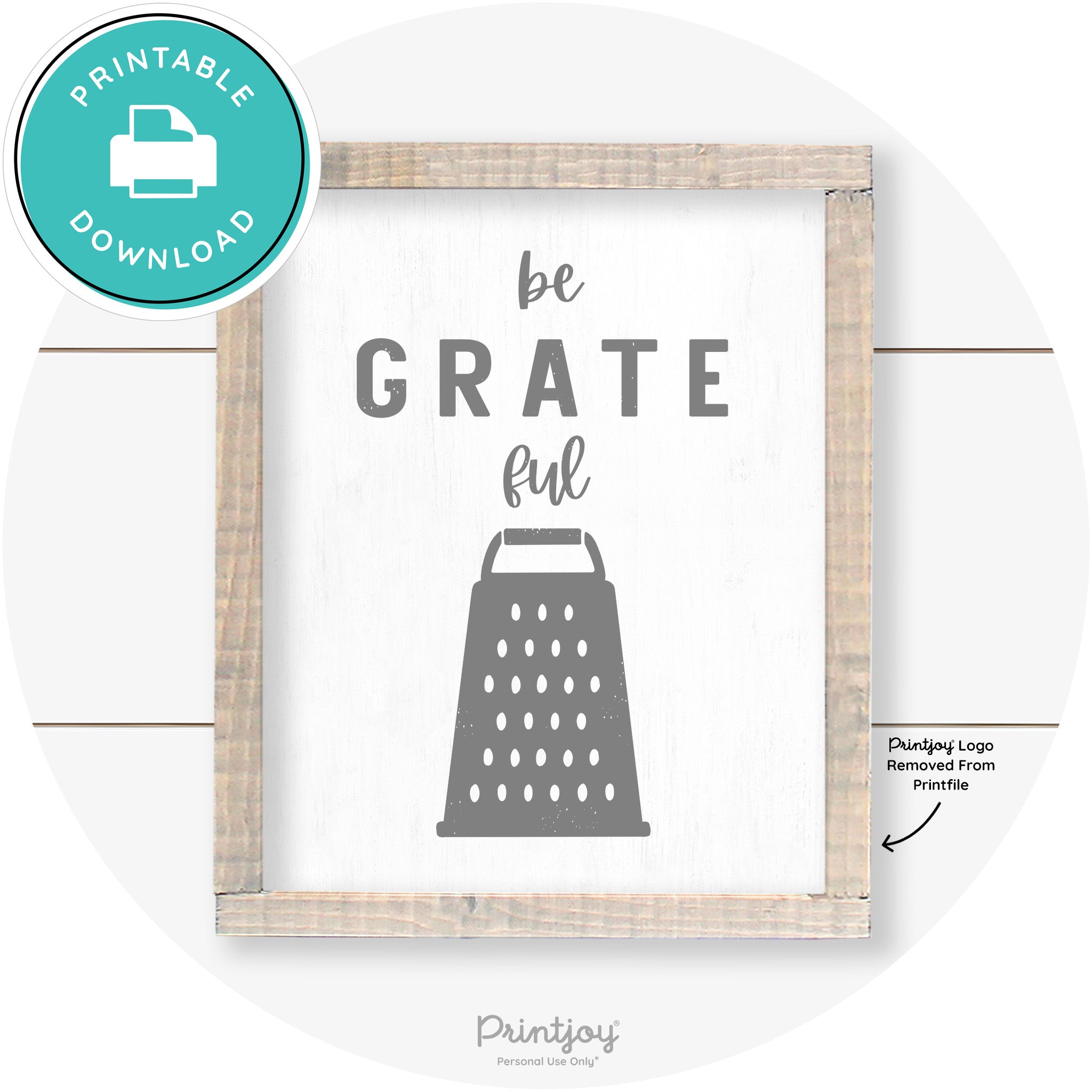 Be Grateful Cheese Grater Farmhouse Kitchen Wall Art Free Printable - Printjoy
