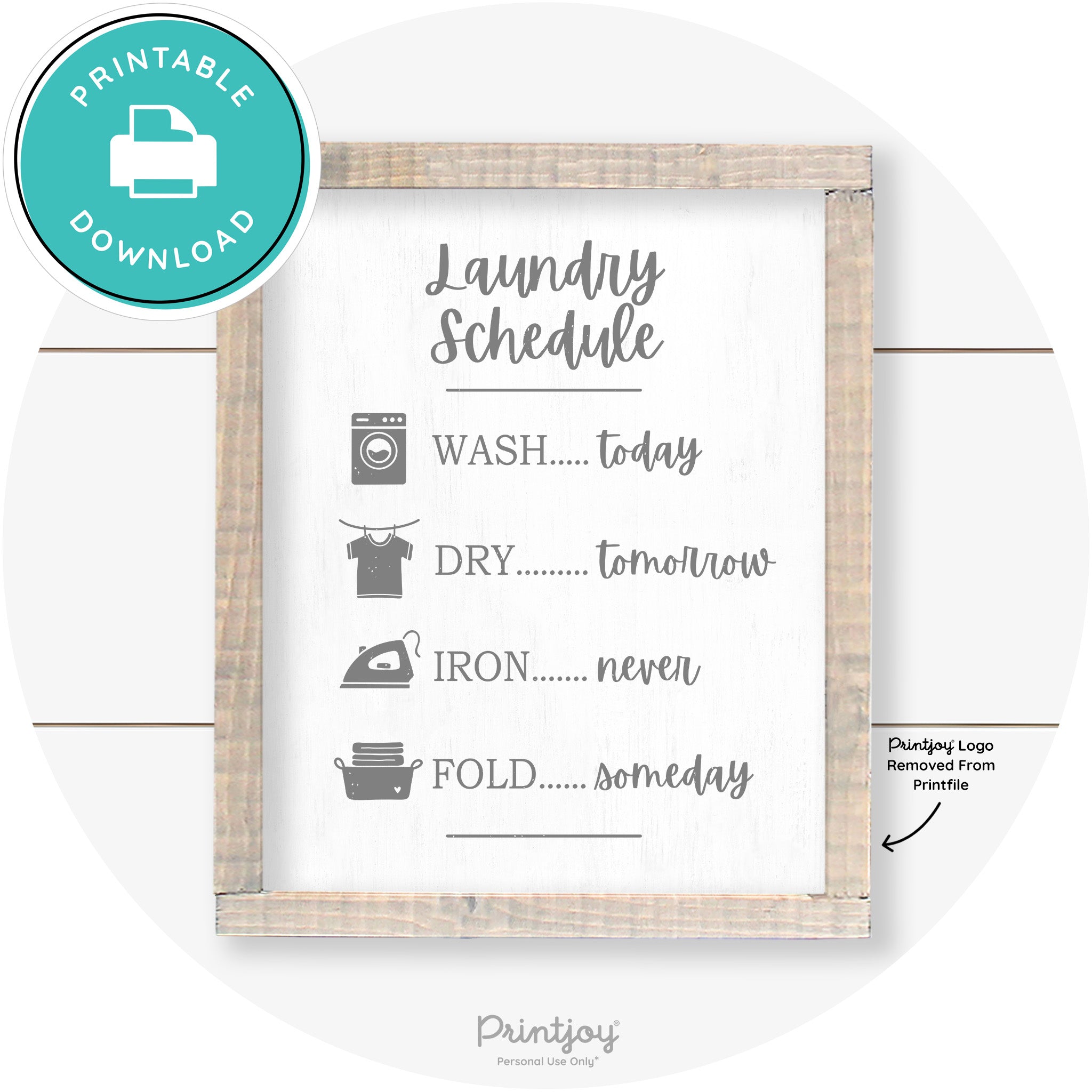 Laundry Schedule Funny Cute Farmhouse Wall Art Decor Free Printable - Printjoy