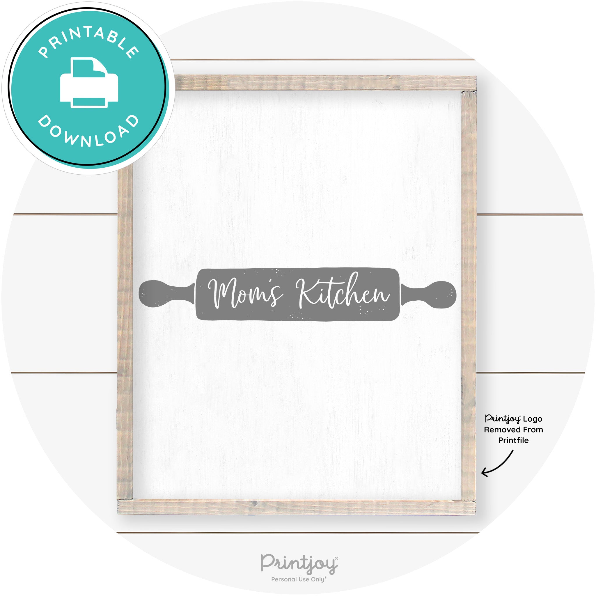 Mom's Kitchen Rolling Pin Cute Farmhouse Wall Art Free Printable - Printjoy
