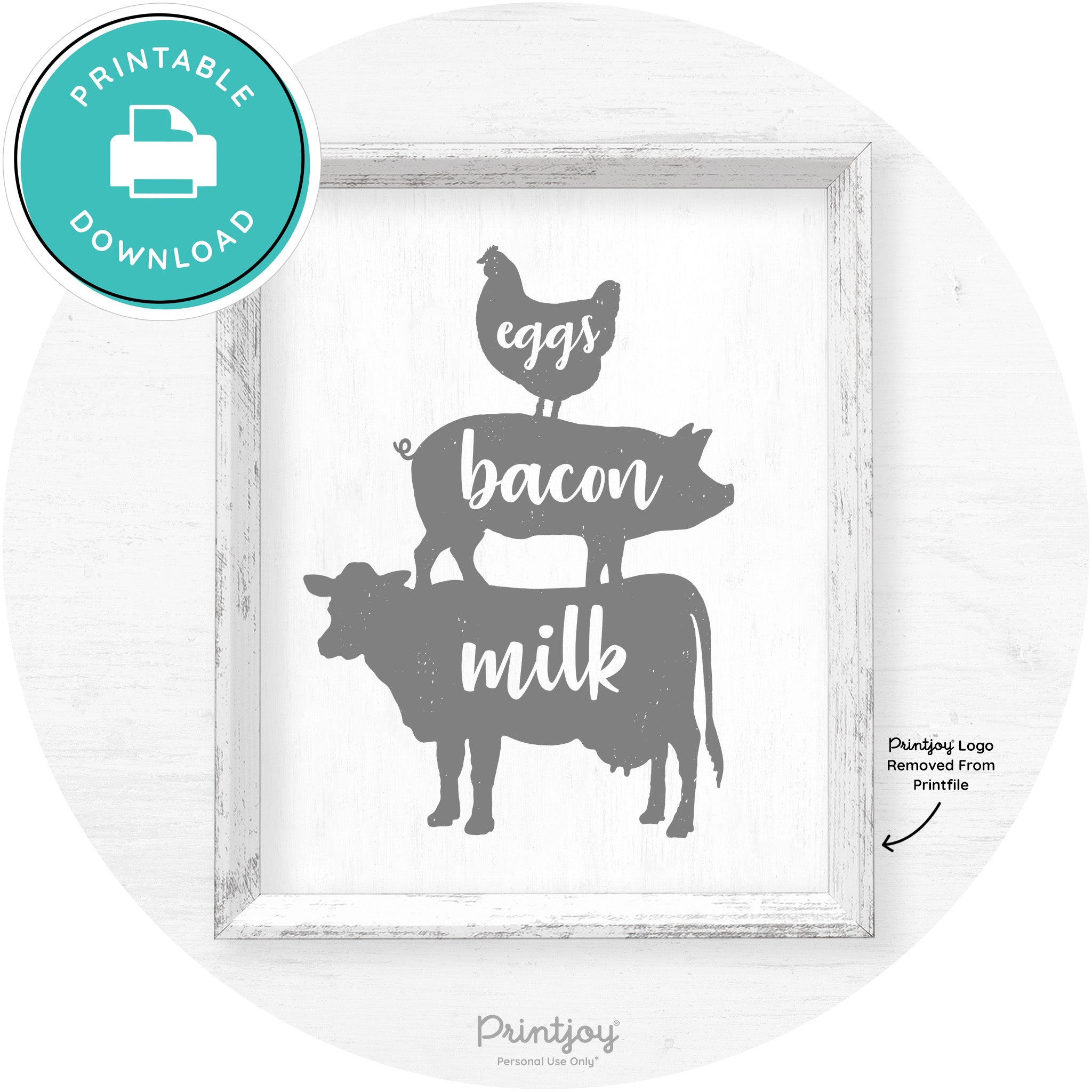 Stacked Farm Animals Eggs Bacon Milk Farmhouse Art Free Printable - Printjoy