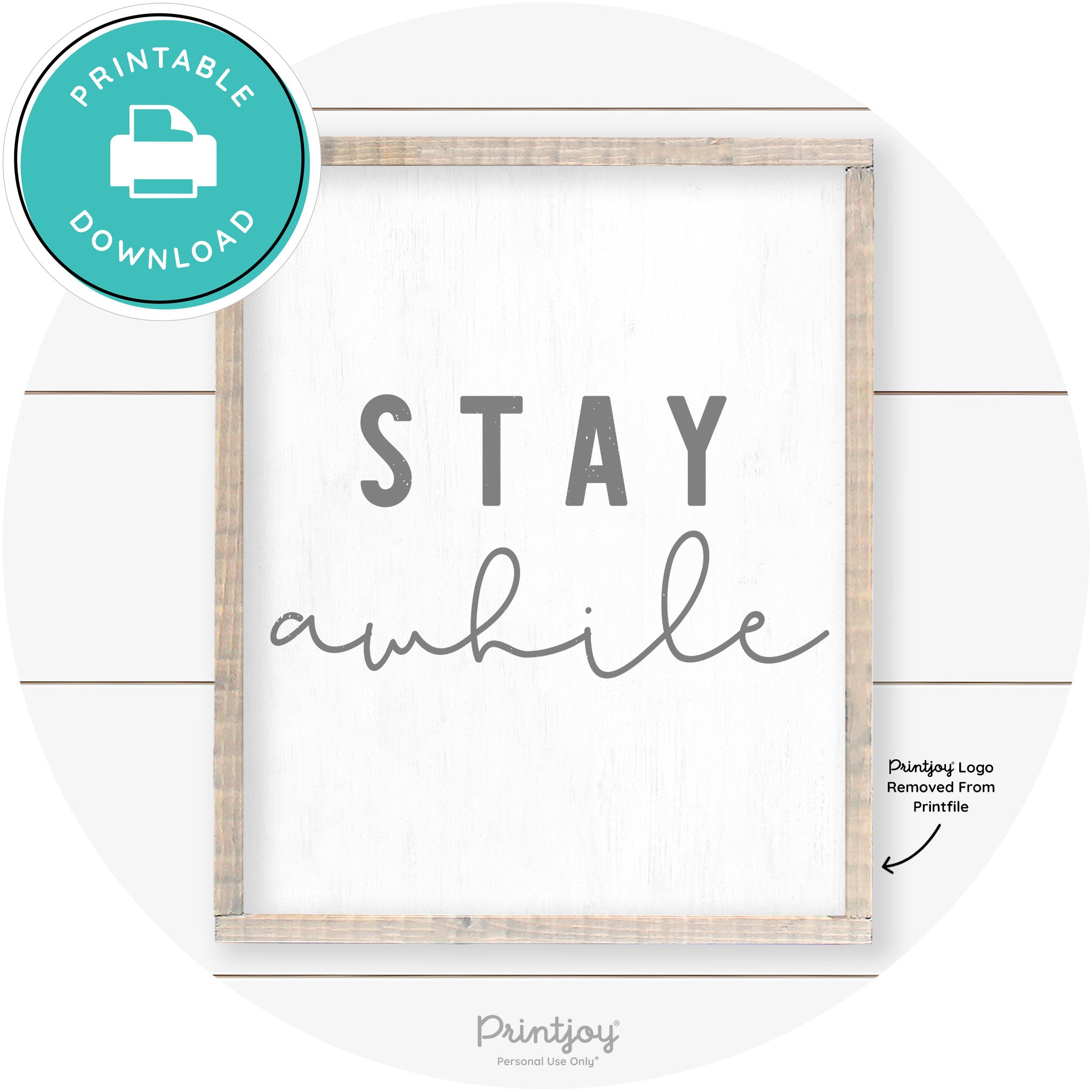Stay Awhile Farmhouse Living Room Wall Art Decor Free Printable - Printjoy
