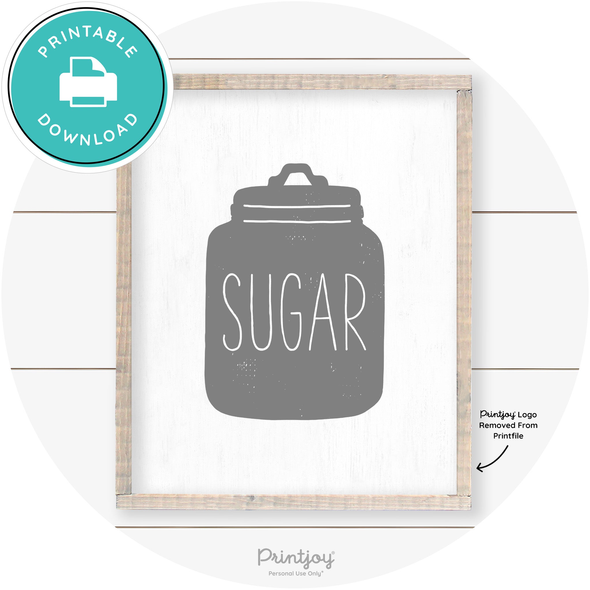 Sugar Jar Silhouette Kitchen Cute Farmhouse Wall Art Free Printable - Printjoy