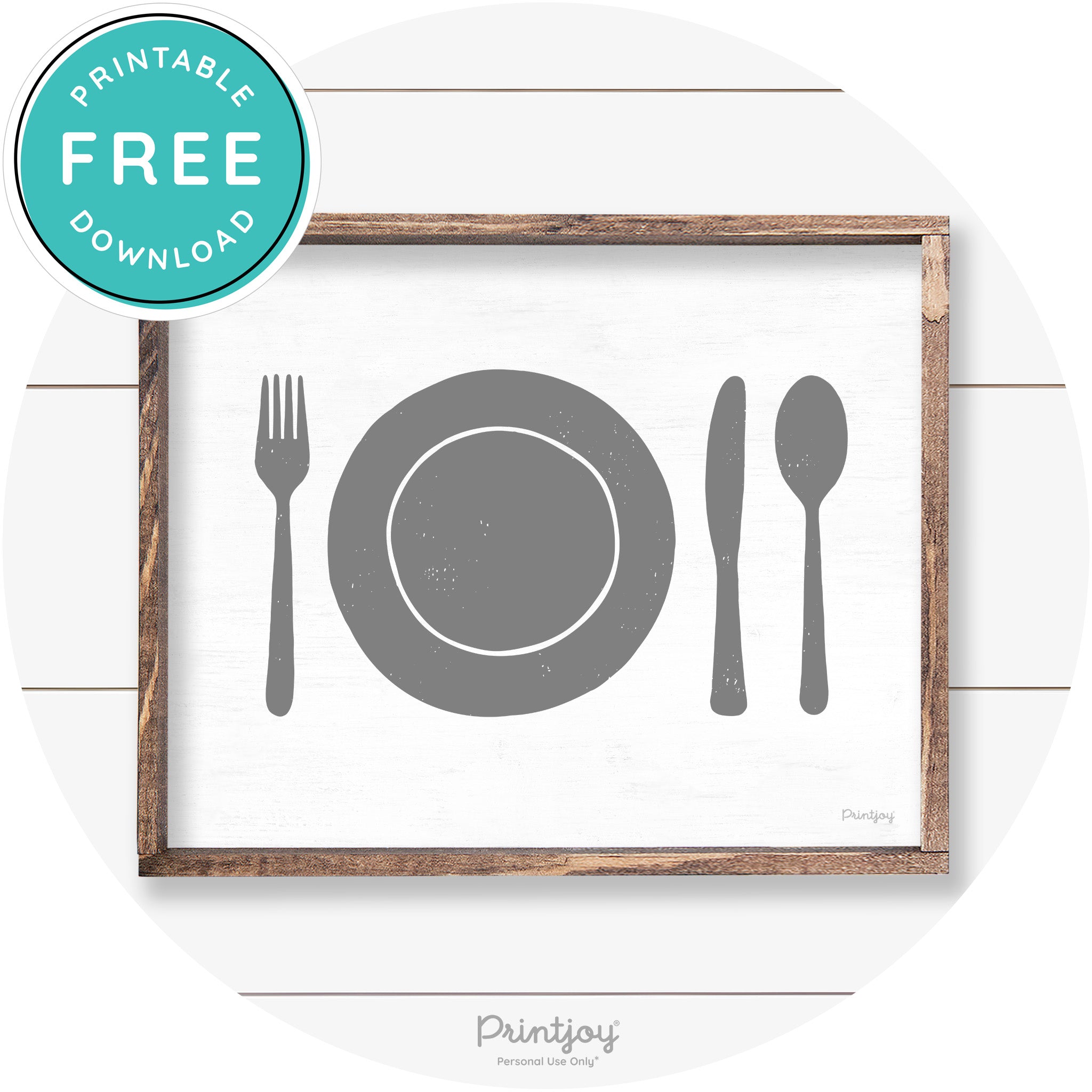 Dinner Plate Silhouette Kitchen Farmhouse Wall Art Free Printable - Printjoy