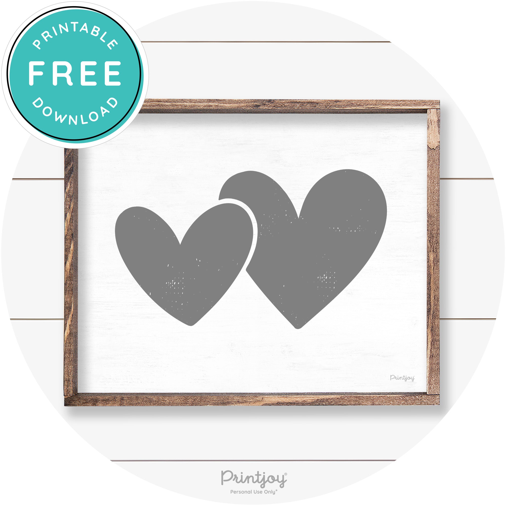 Heart Silhouettes Cute Couples Farmhouse Wall Art Free Printable - Printjoy