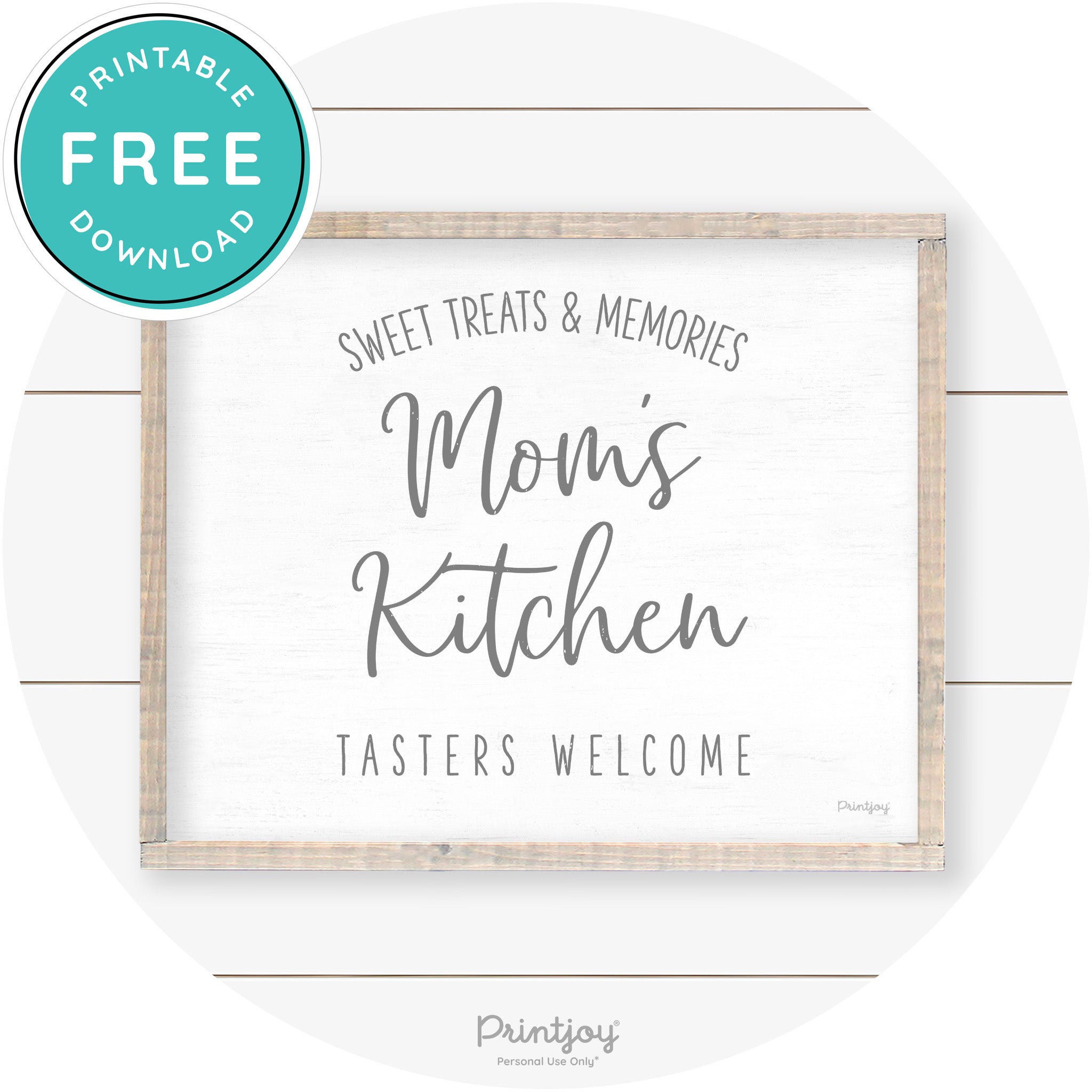 Mom's Kitchen Tasters Welcome Farmhouse Wall Art Free Printable - Printjoy