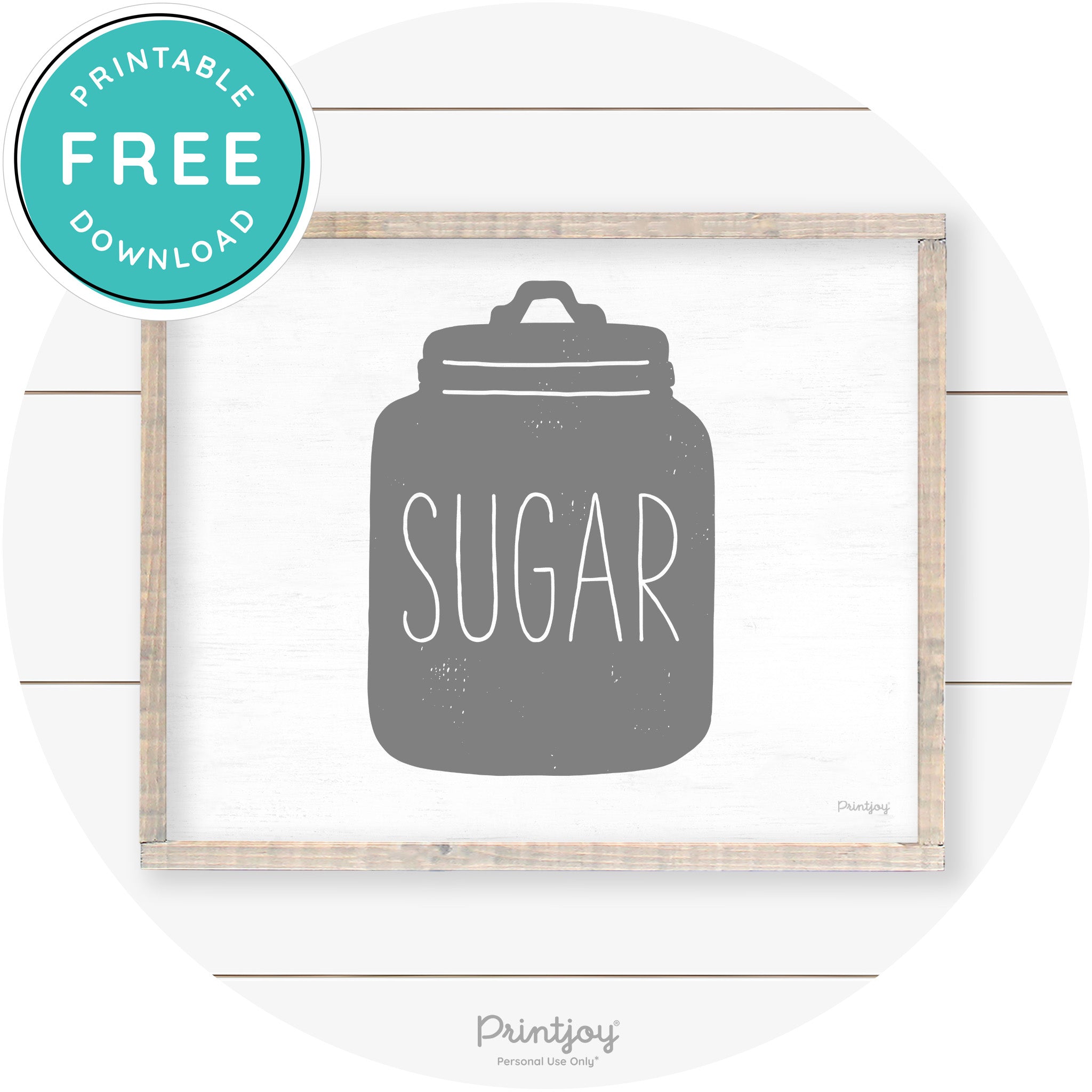 Sugar Jar Silhouette Kitchen Cute Farmhouse Wall Art Free Printable - Printjoy