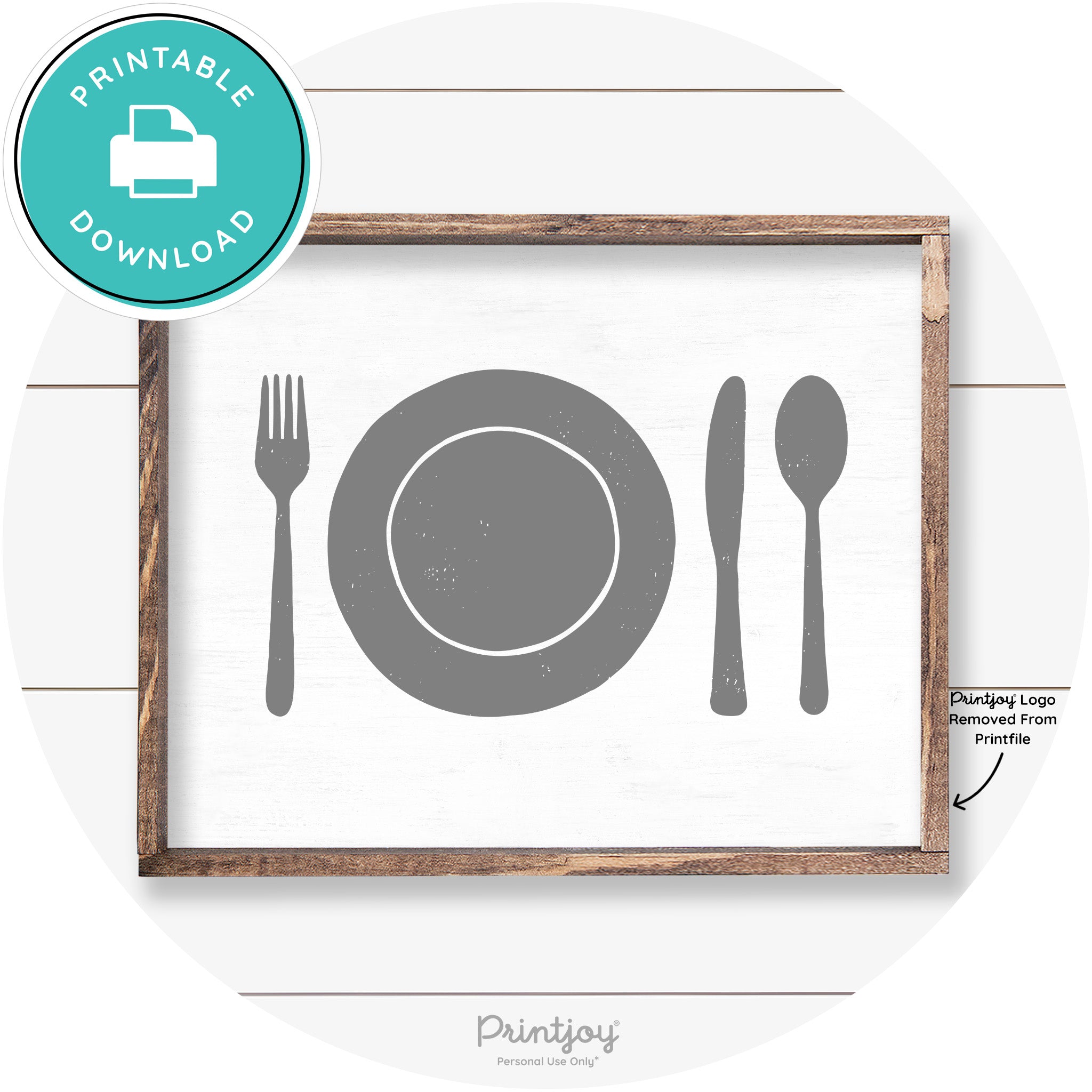 Dinner Plate Silhouette Kitchen Farmhouse Wall Art Free Printable - Printjoy
