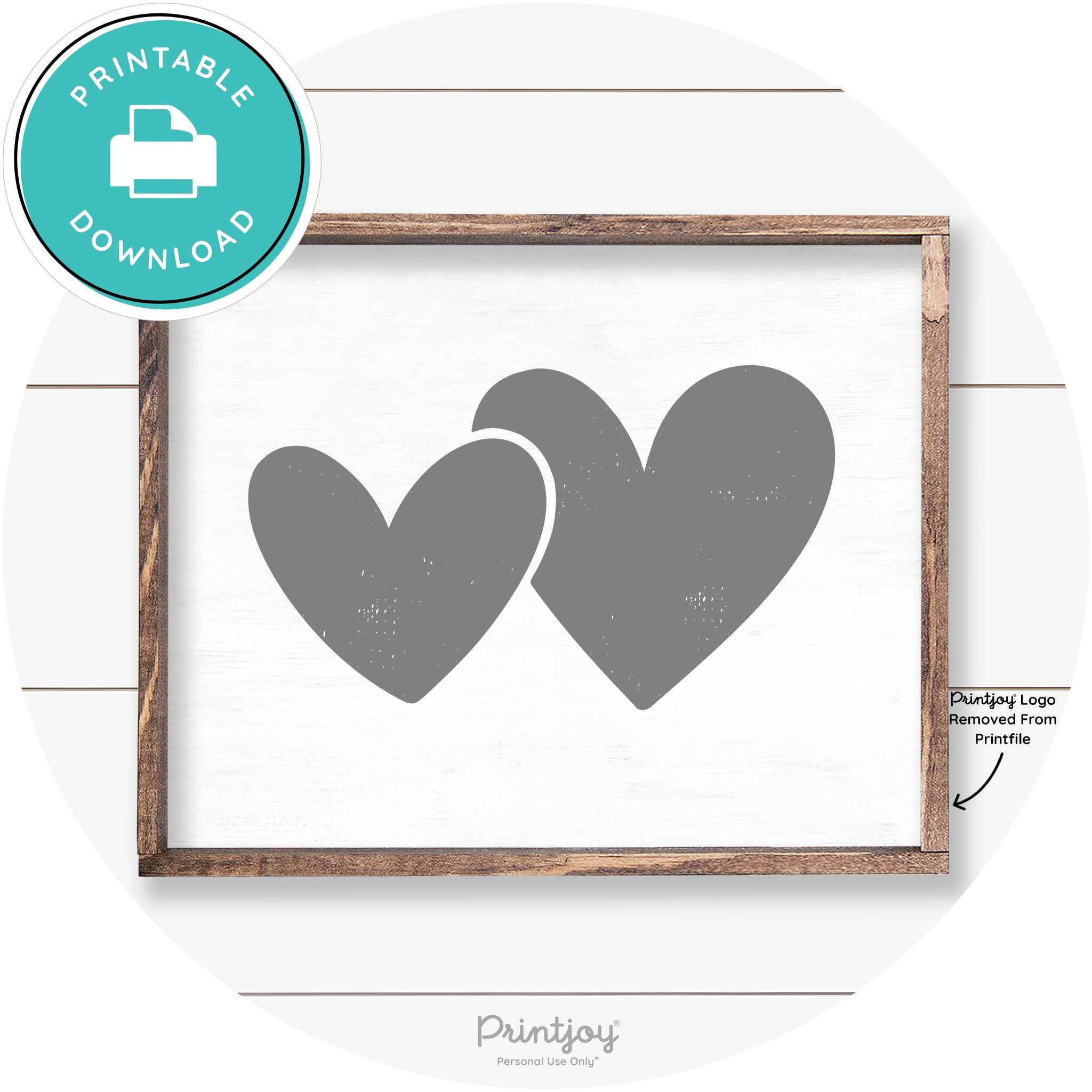 Heart Silhouettes Cute Couples Farmhouse Wall Art Free Printable - Printjoy