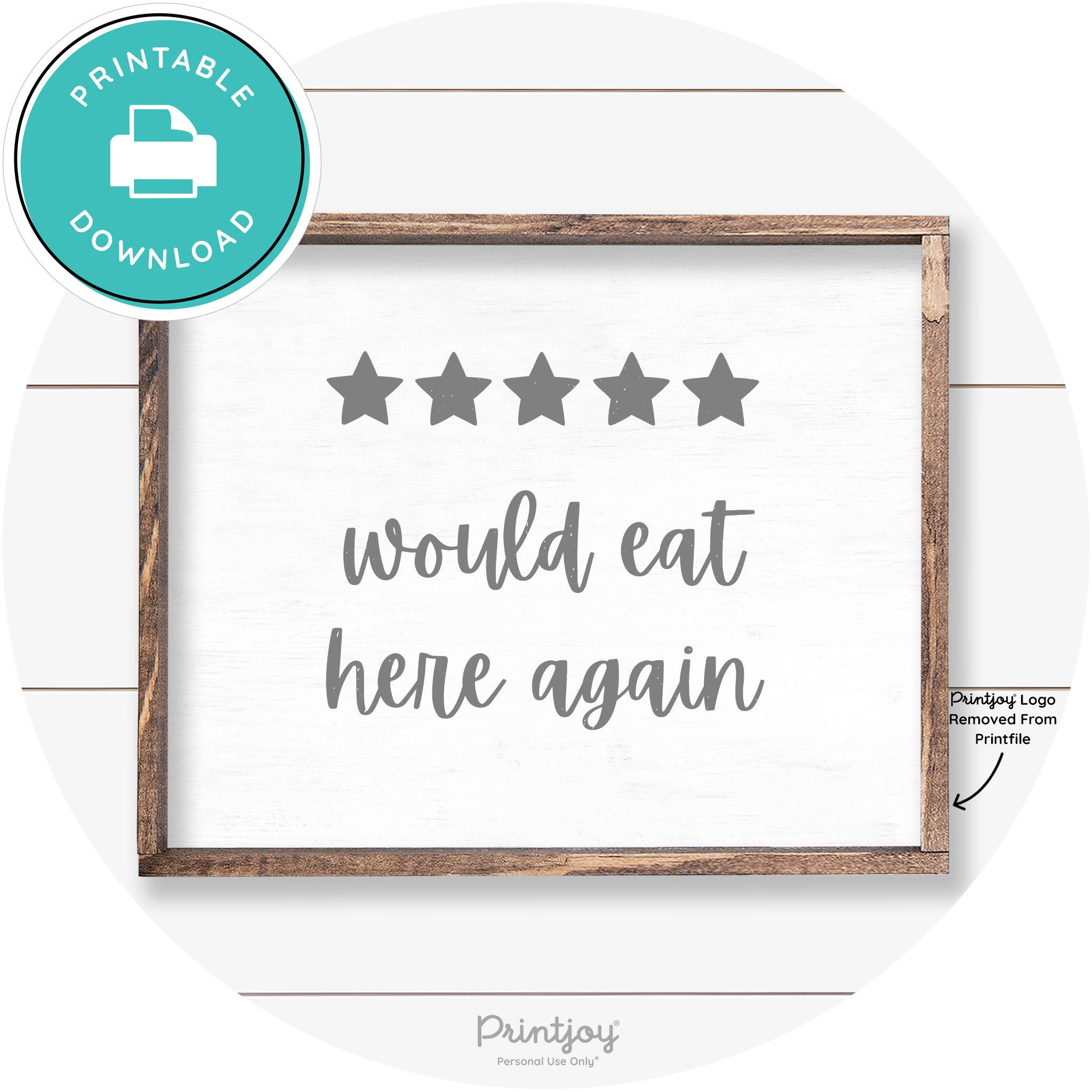 Would Eat Here Again 5 Stars Kitchen Farmhouse Wall Art Free Printable - Printjoy