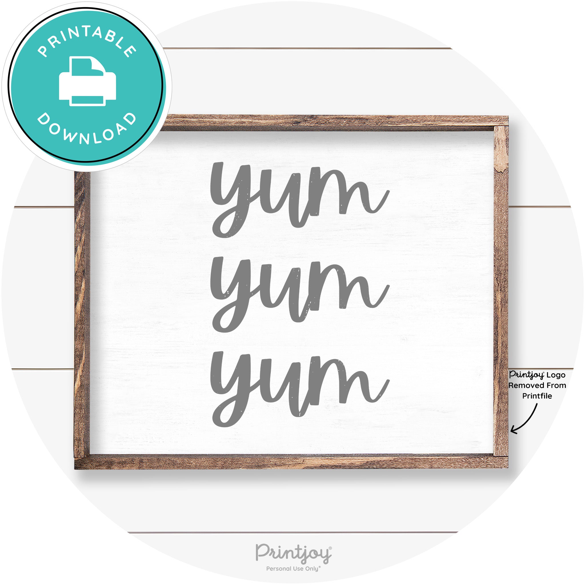 Yum Yum Yum Cute Kitchen Sign Farmhouse Wall Art Free Printable - Printjoy