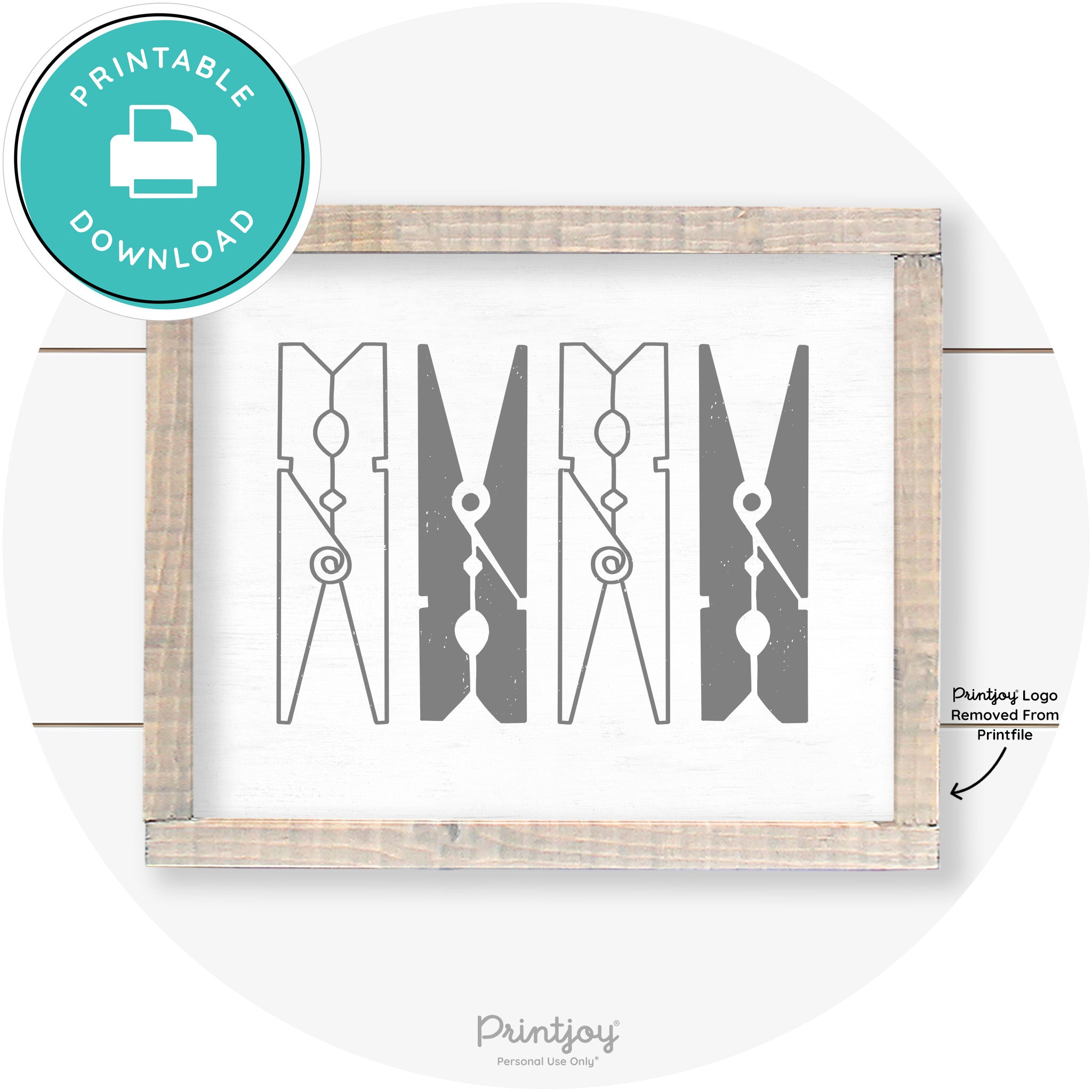 Clothespins Cute Laundry Room Farmhouse Wall Art Free Printable - Printjoy